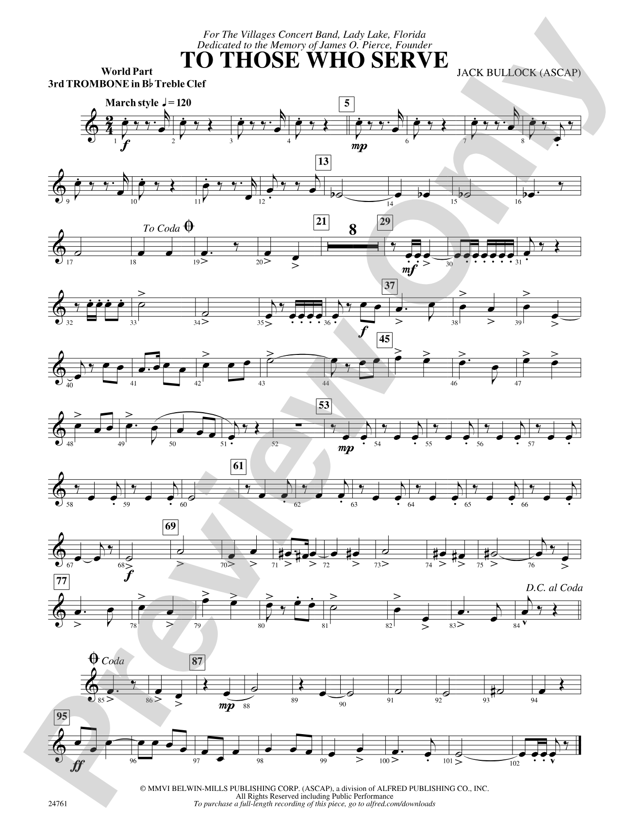 To Those Who Serve: (wp) 3rd B-flat Trombone T.C.
