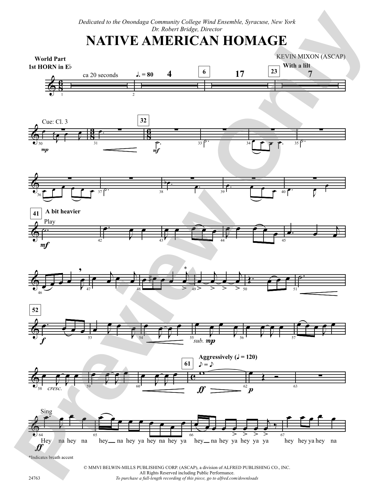 Native American Homage: (wp) 1st Horn in E-flat