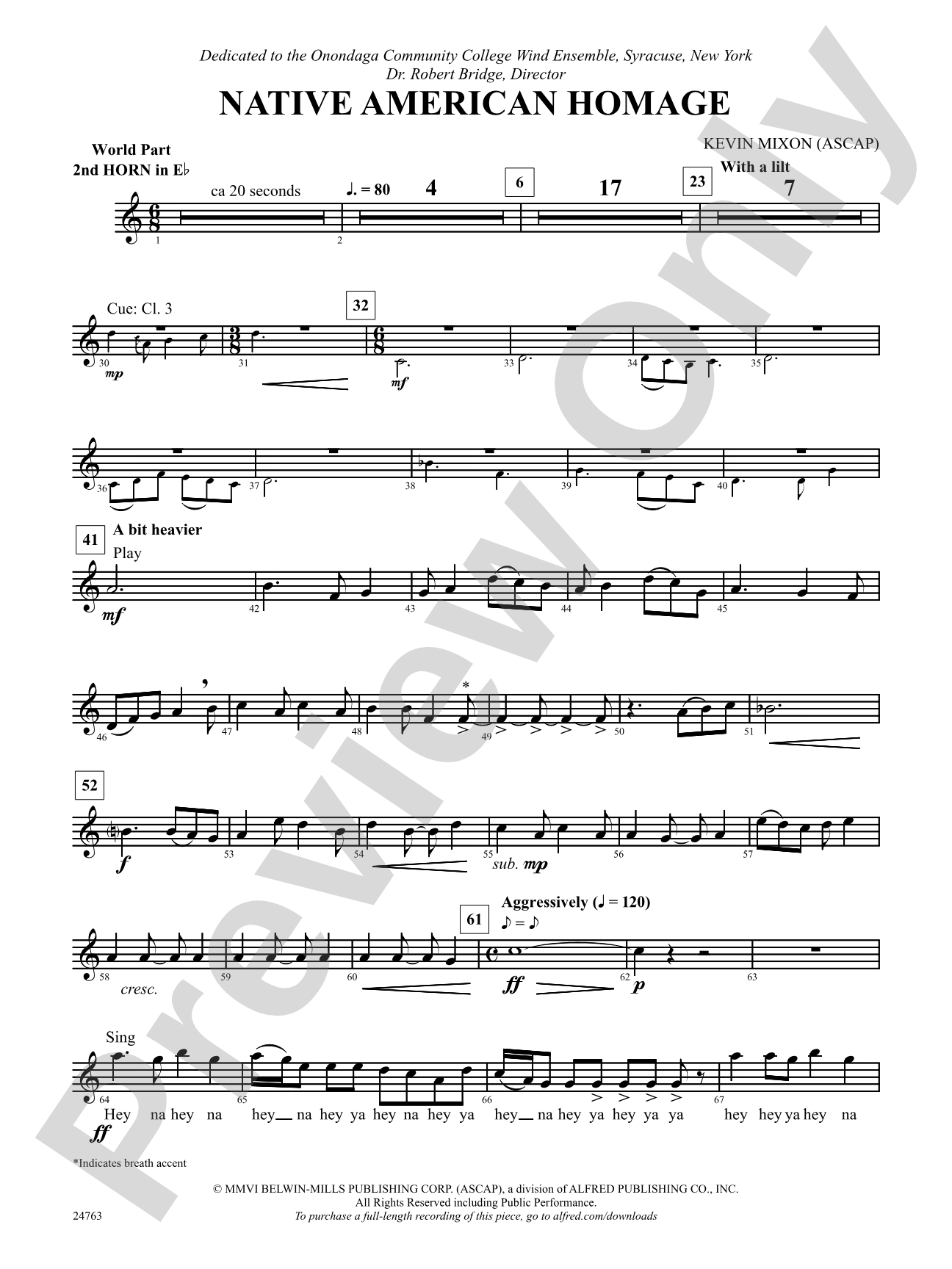 Native American Homage: (wp) 2nd Horn in E-flat