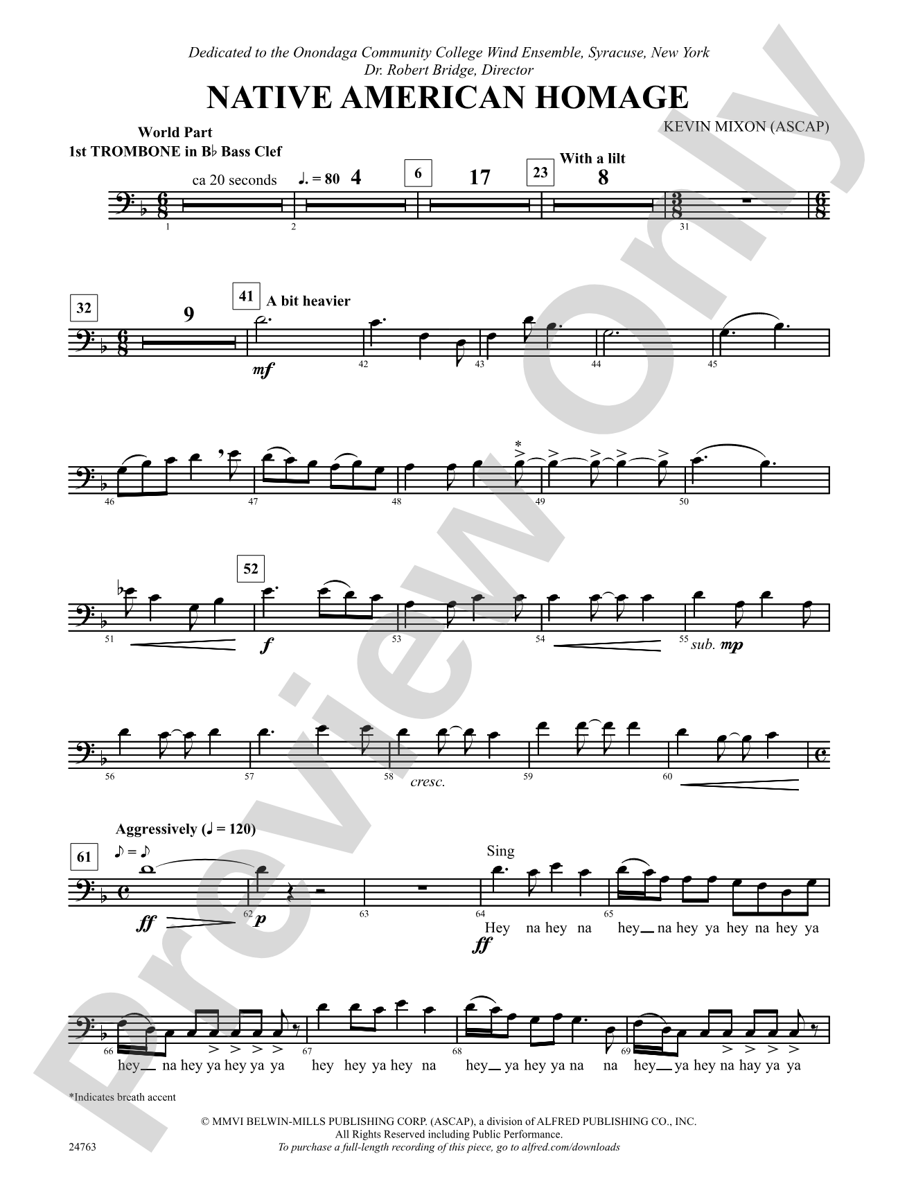 Native American Homage: (wp) 1st B-flat Trombone B.C.