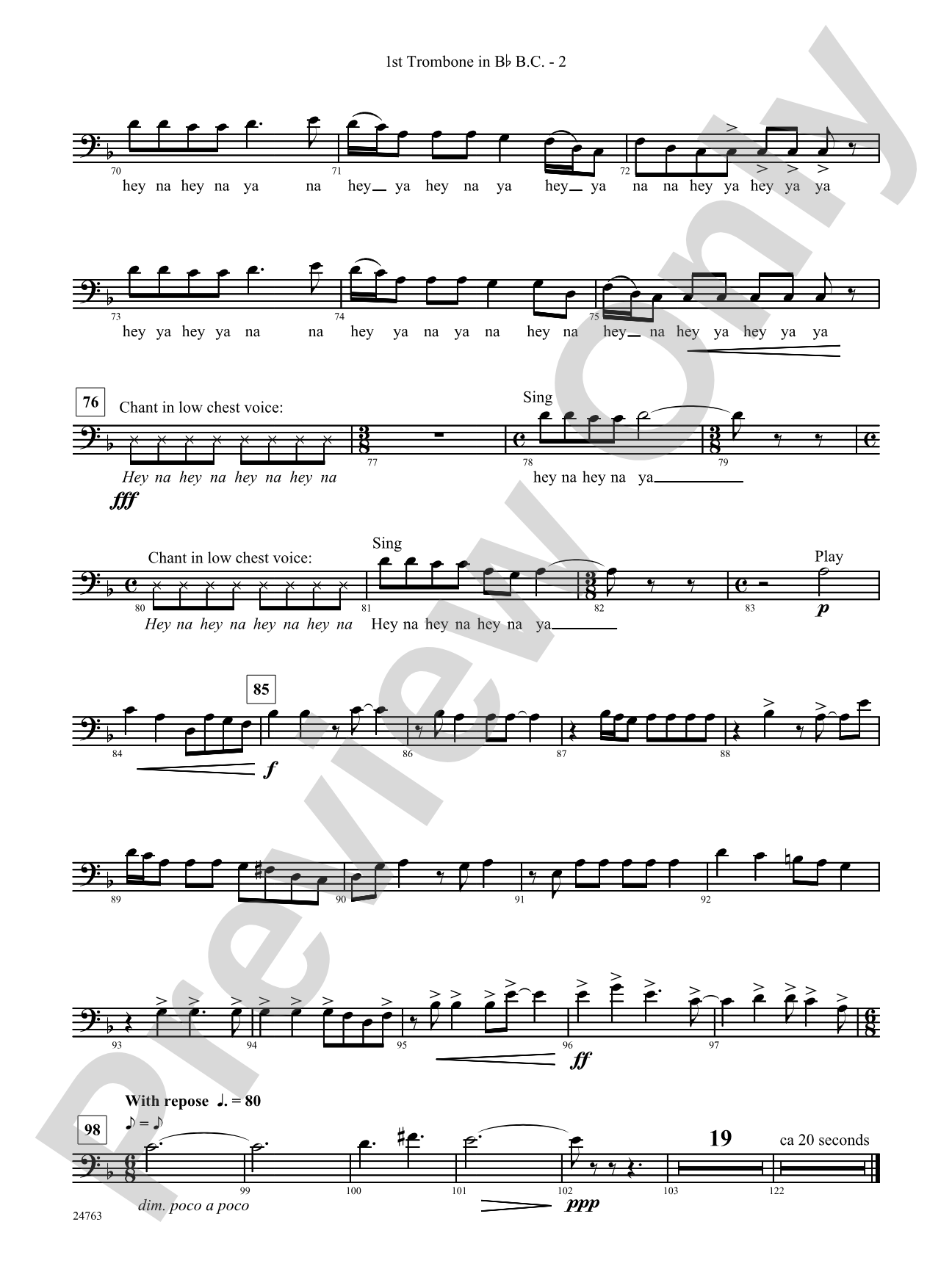 Native American Homage: (wp) 1st B-flat Trombone B.C.