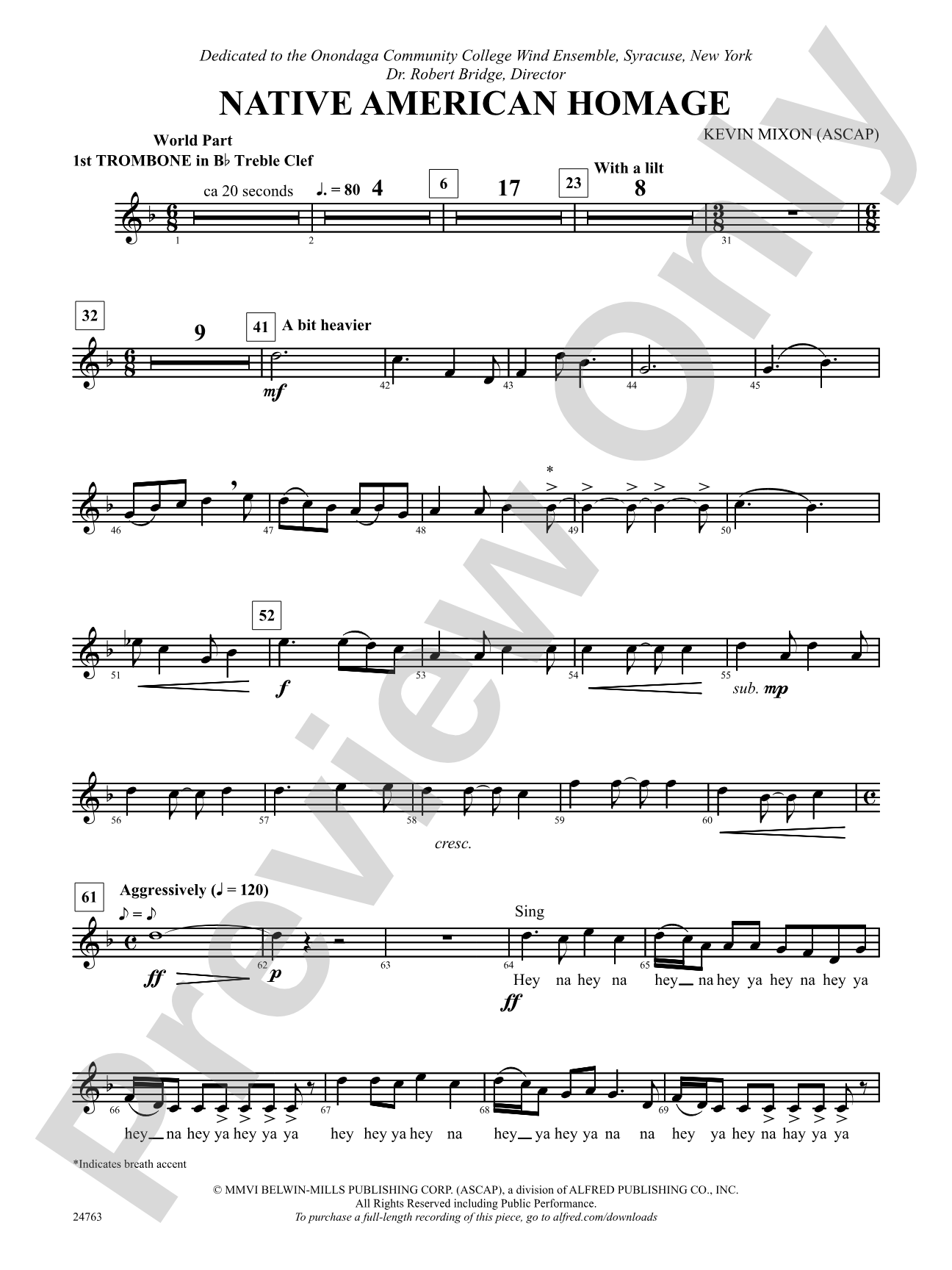 Native American Homage: (wp) 1st B-flat Trombone T.C.