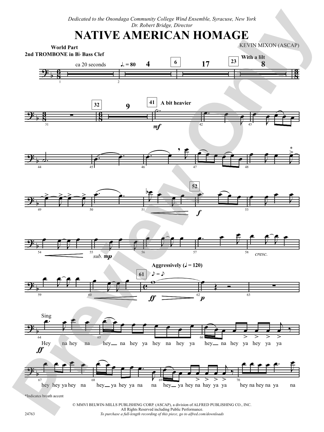 Native American Homage: (wp) 2nd B-flat Trombone B.C.