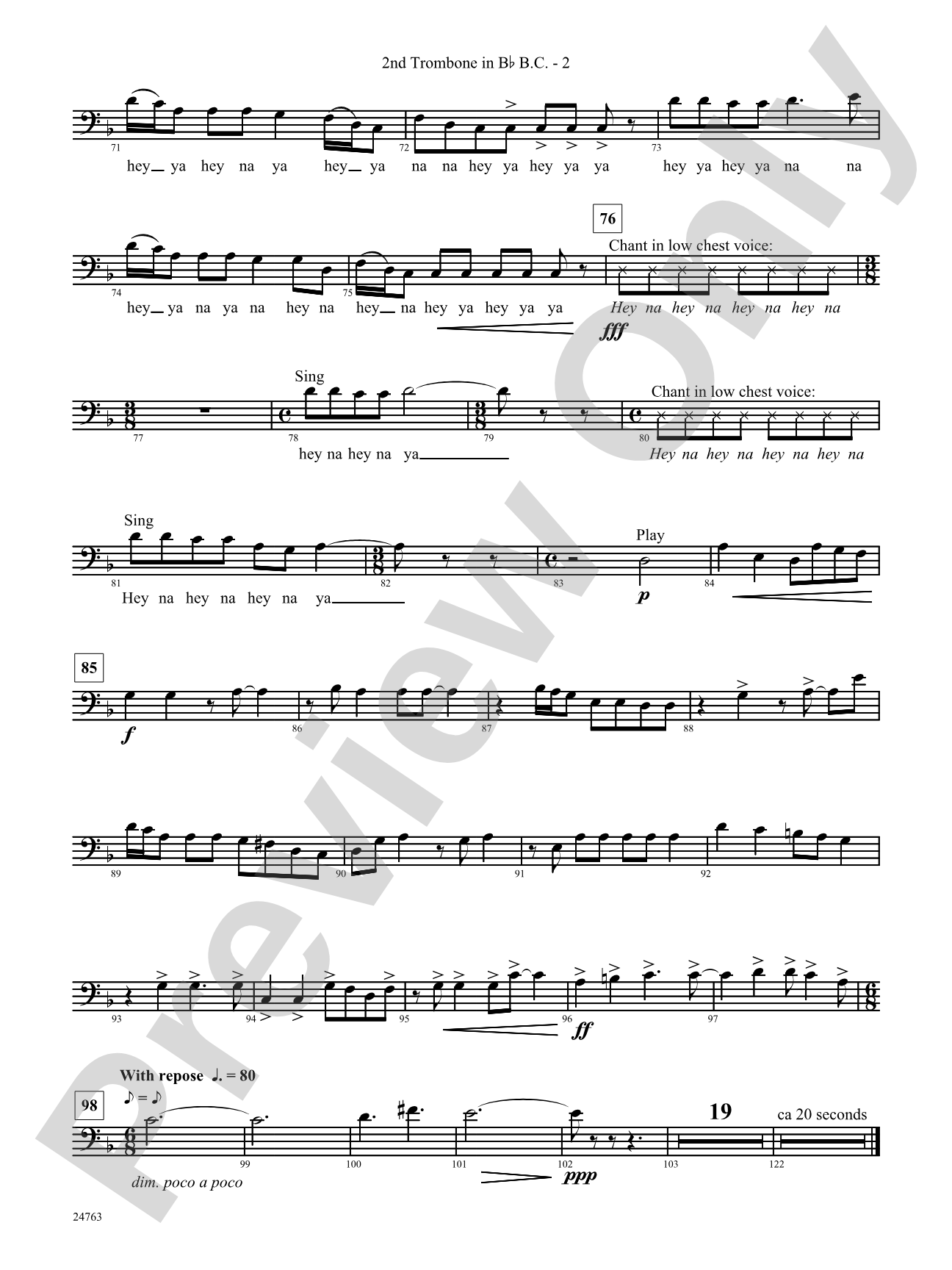 Native American Homage: (wp) 2nd B-flat Trombone B.C.