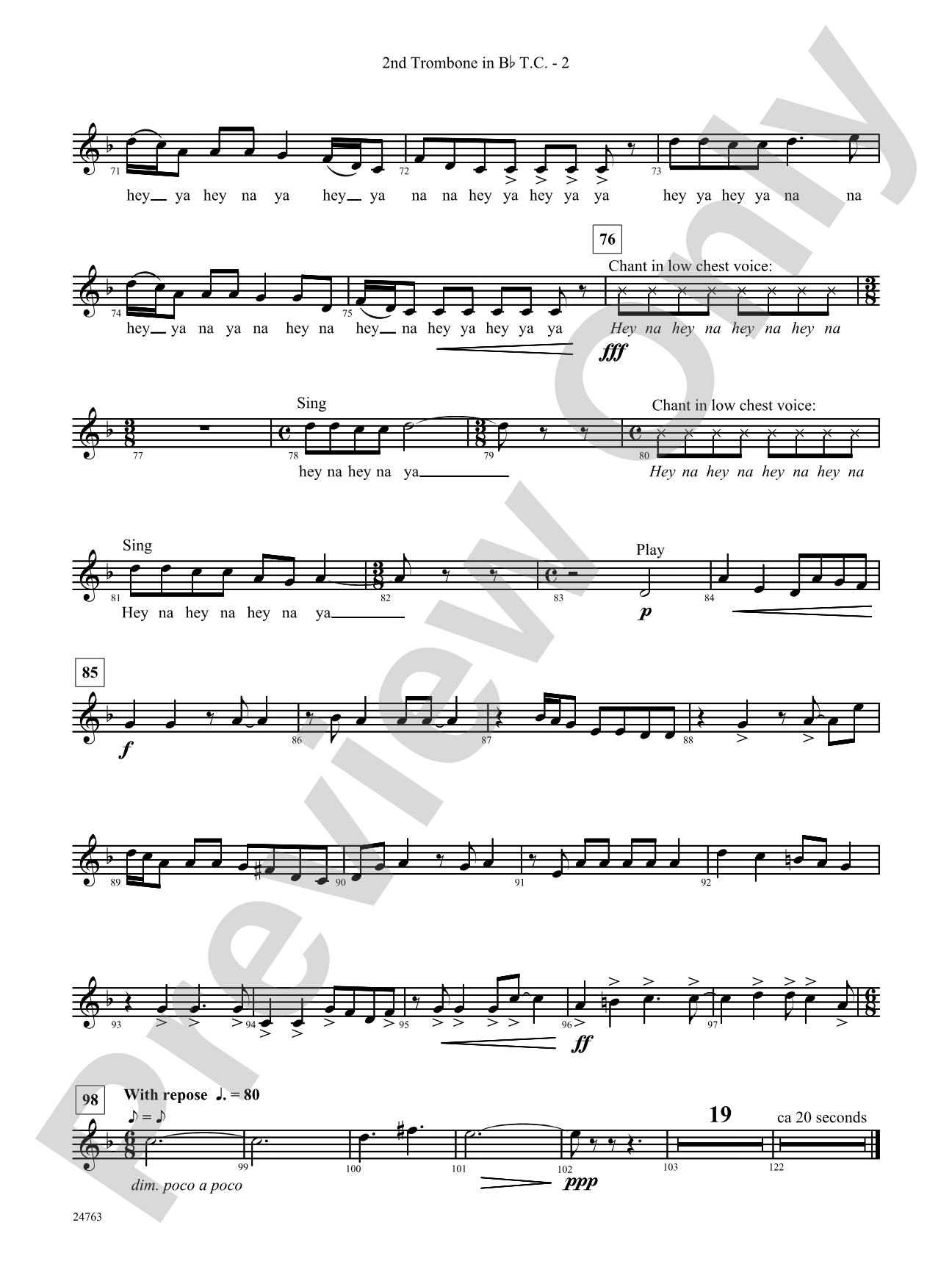Native American Homage: (wp) 2nd B-flat Trombone T.C.