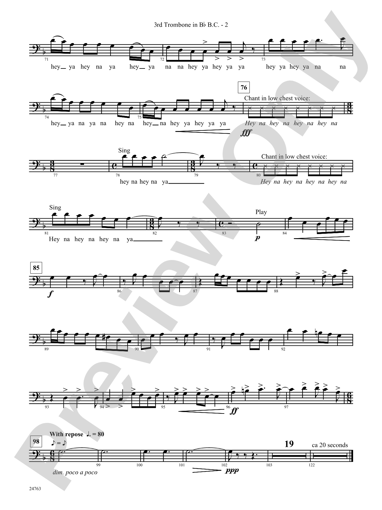 Native American Homage: (wp) 3rd B-flat Trombone B.C.