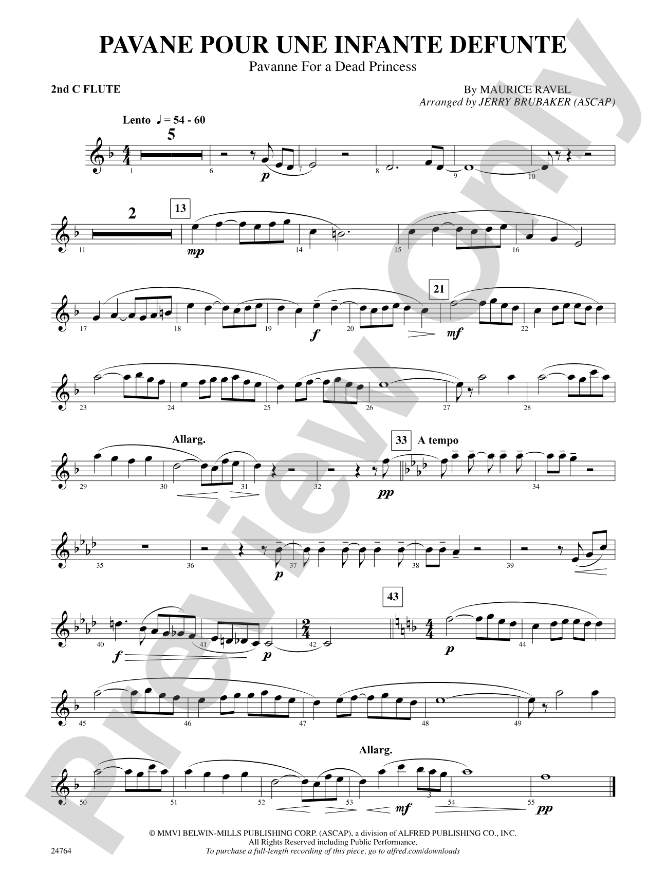 Pavane Pour Une Infante Defunte (Pavanne for a Dead Princess): 2nd Flute