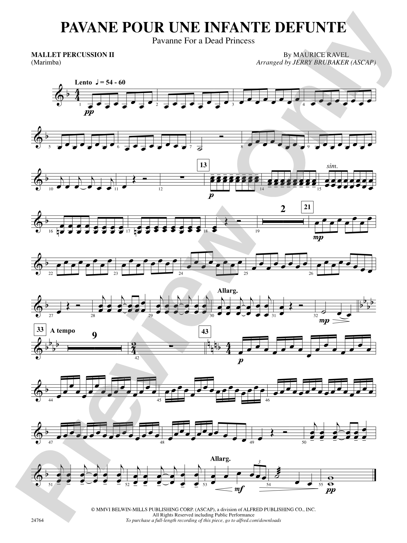Pavane Pour Une Infante Defunte (Pavanne for a Dead Princess): 2nd Mallet Percussion