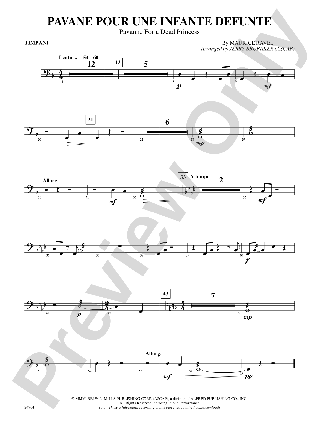Pavane Pour Une Infante Defunte (Pavanne for a Dead Princess): Timpani