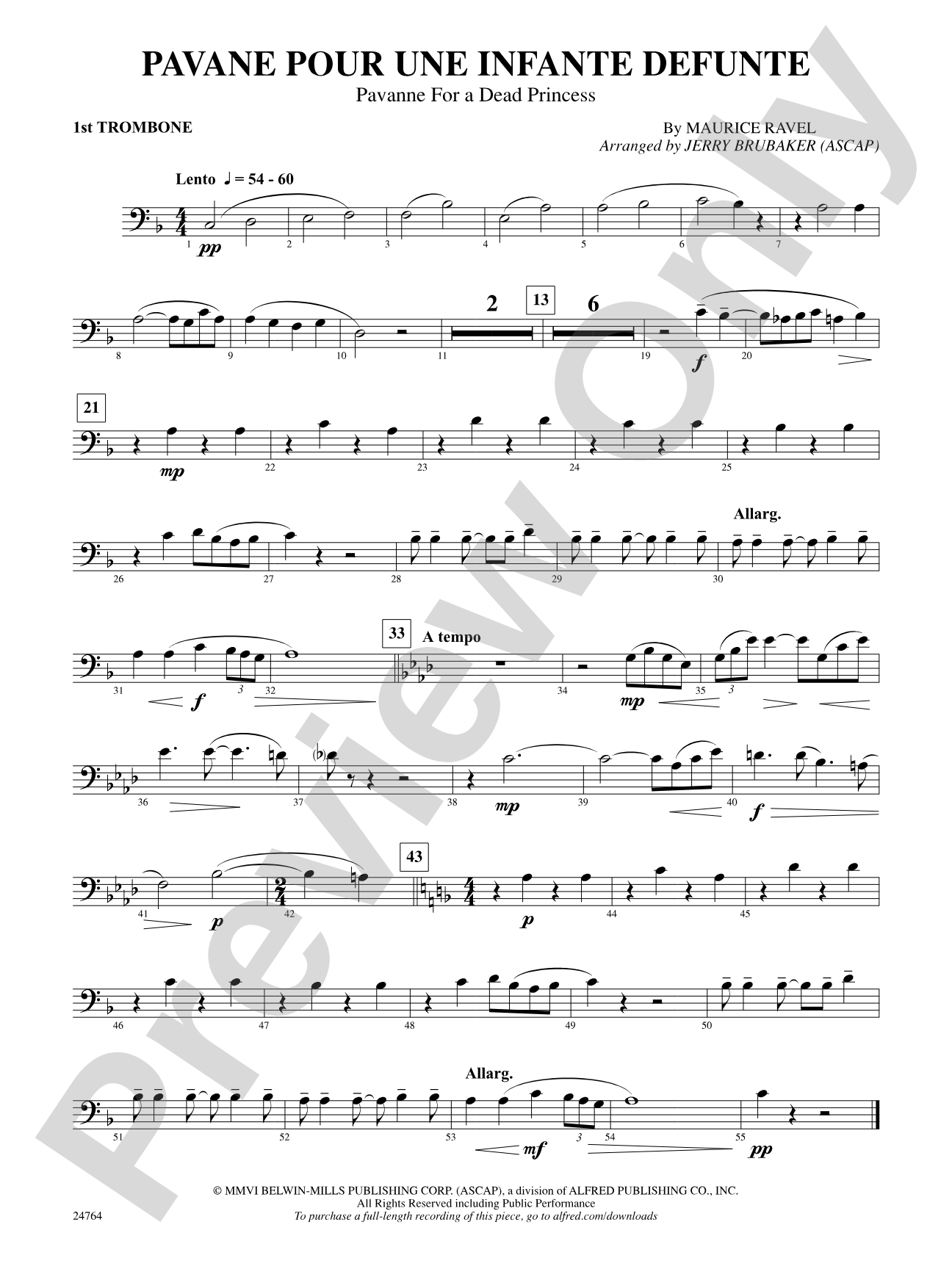 Pavane Pour Une Infante Defunte (Pavanne for a Dead Princess): 1st Trombone