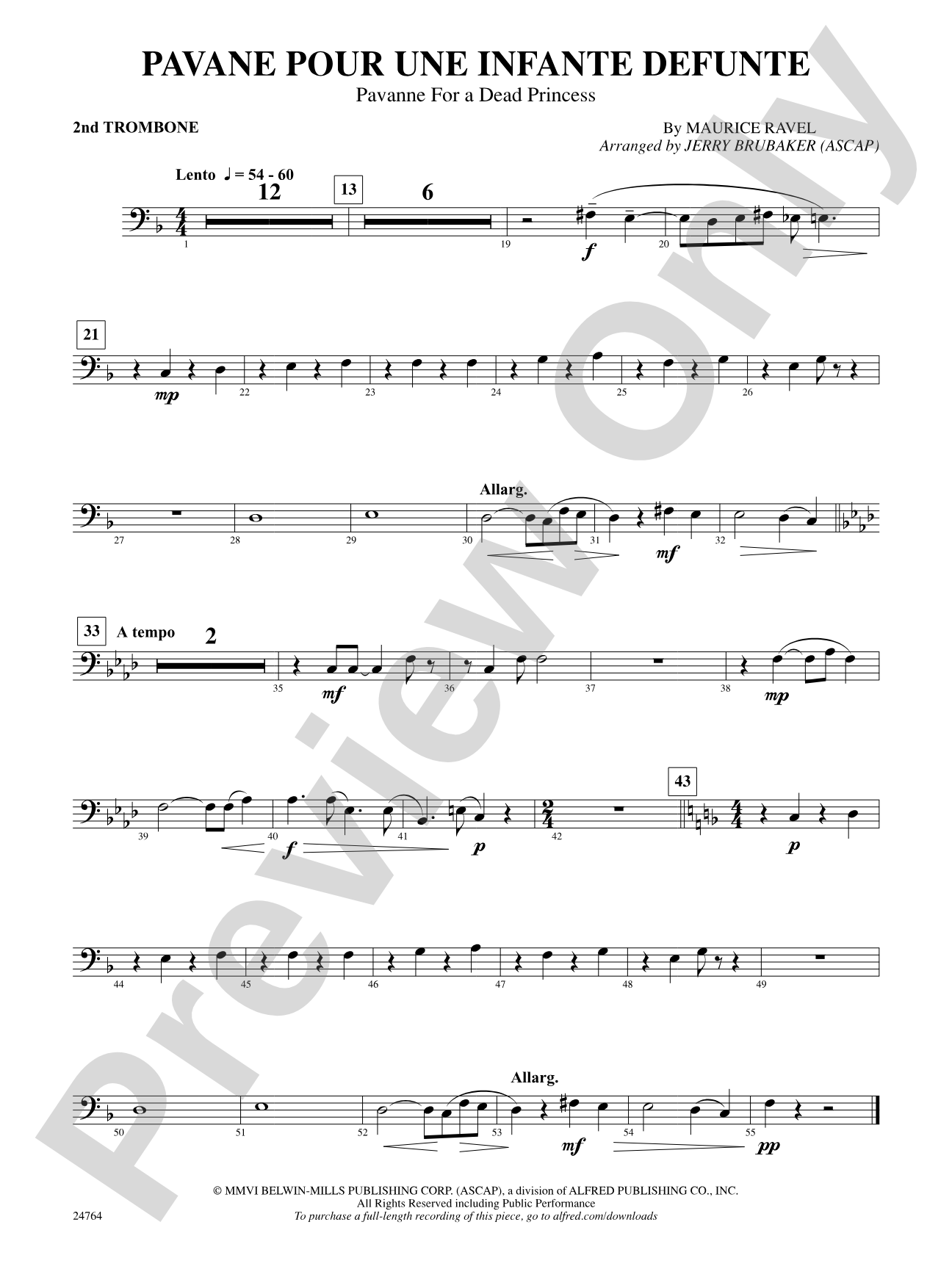 Pavane Pour Une Infante Defunte (Pavanne for a Dead Princess): 2nd Trombone