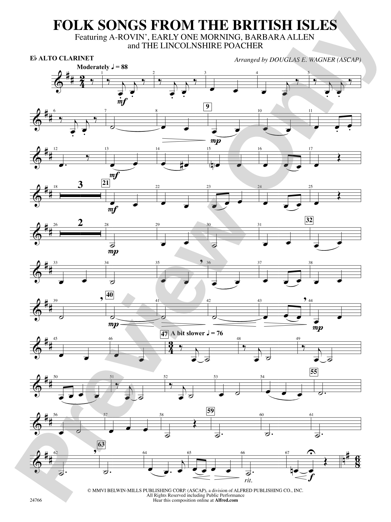 Folk Songs from the British Isles: E-flat Alto Clarinet