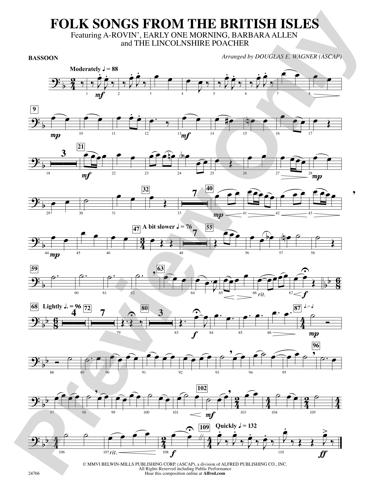 Folk Songs from the British Isles: Bassoon