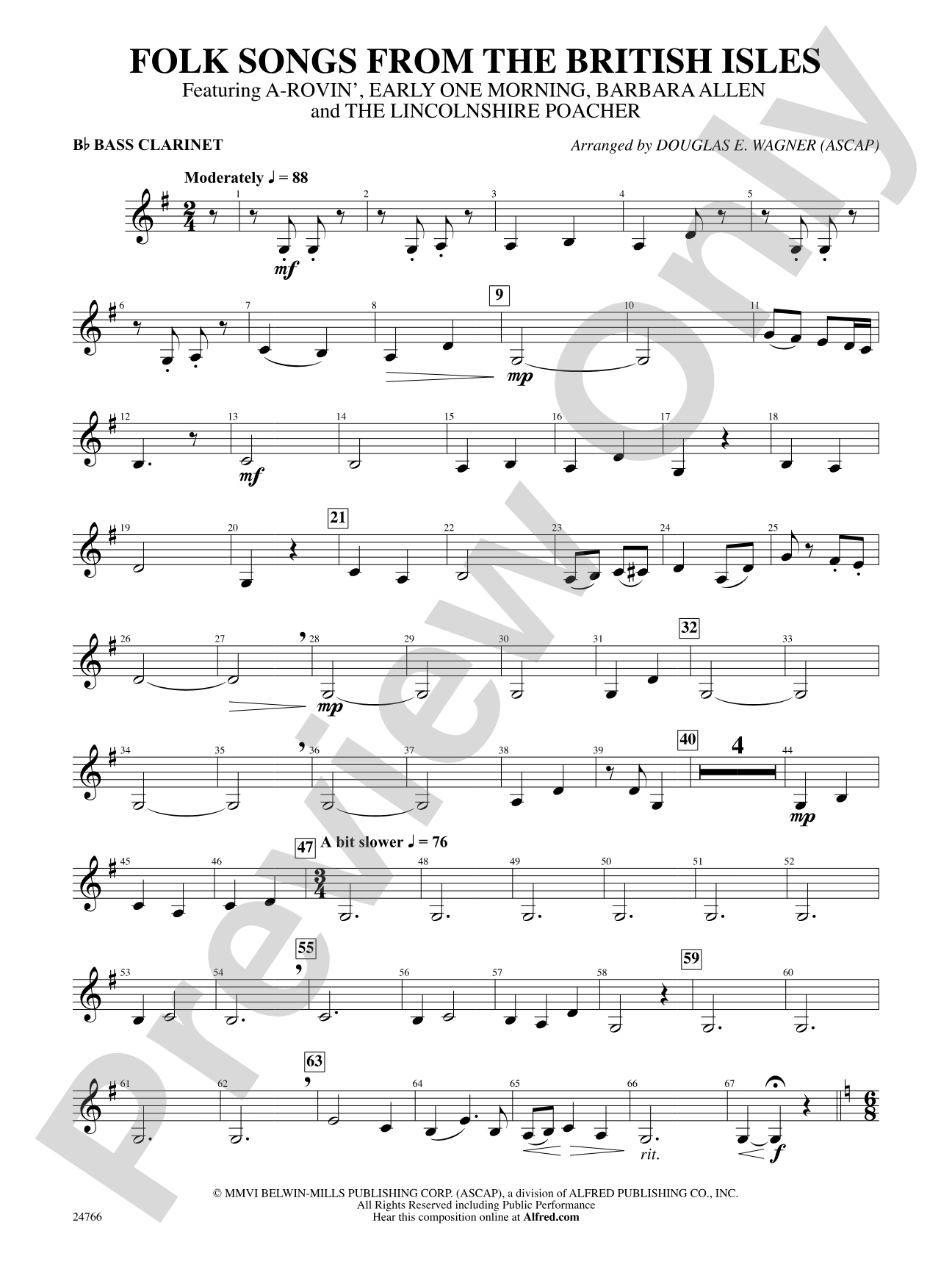 Folk Songs from the British Isles: B-flat Bass Clarinet