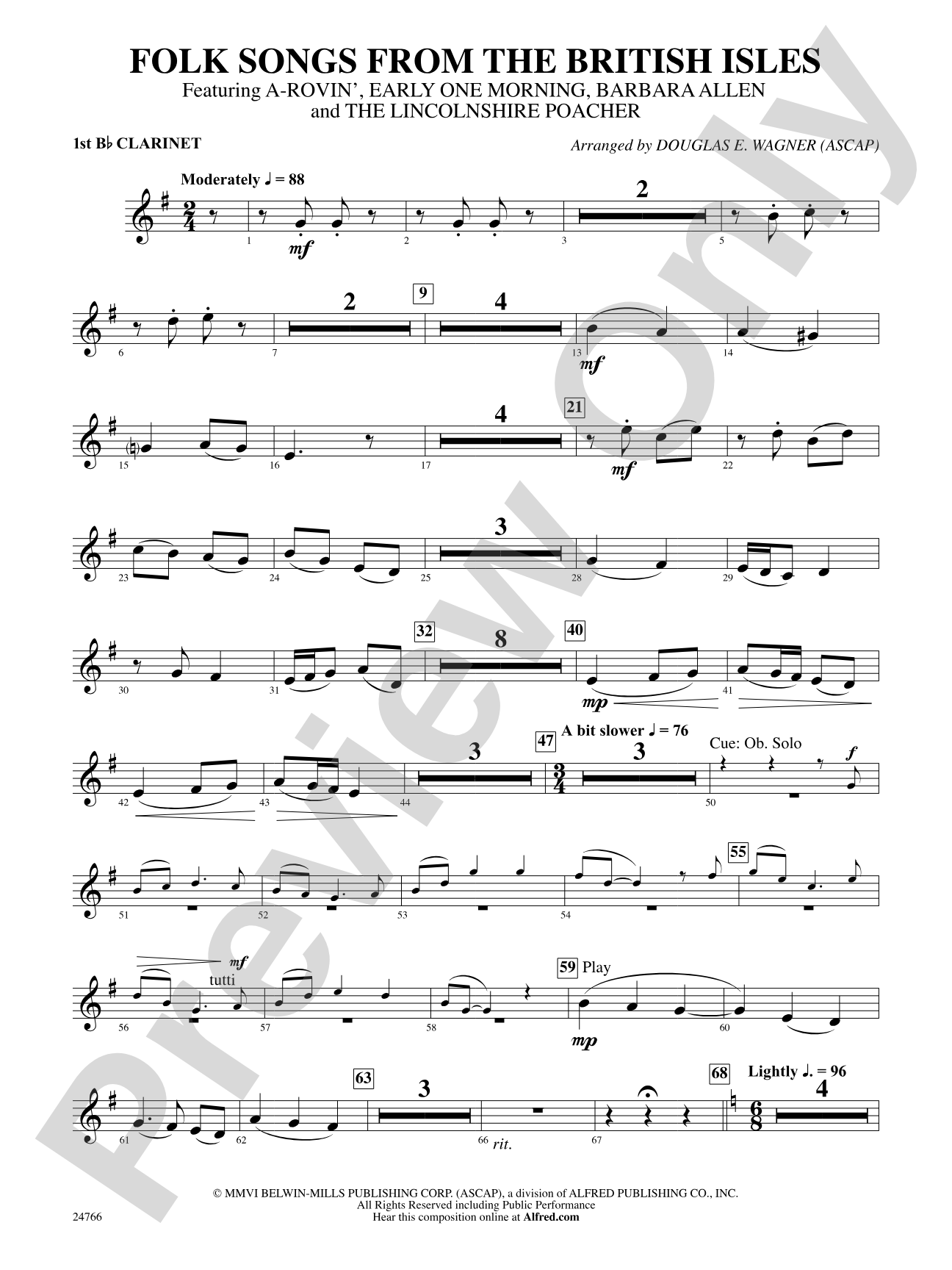 Folk Songs from the British Isles: 1st B-flat Clarinet