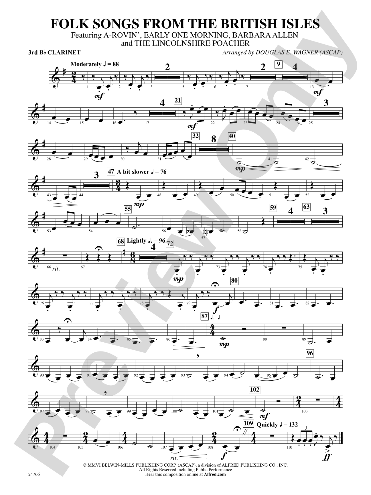 Folk Songs from the British Isles: 3rd B-flat Clarinet
