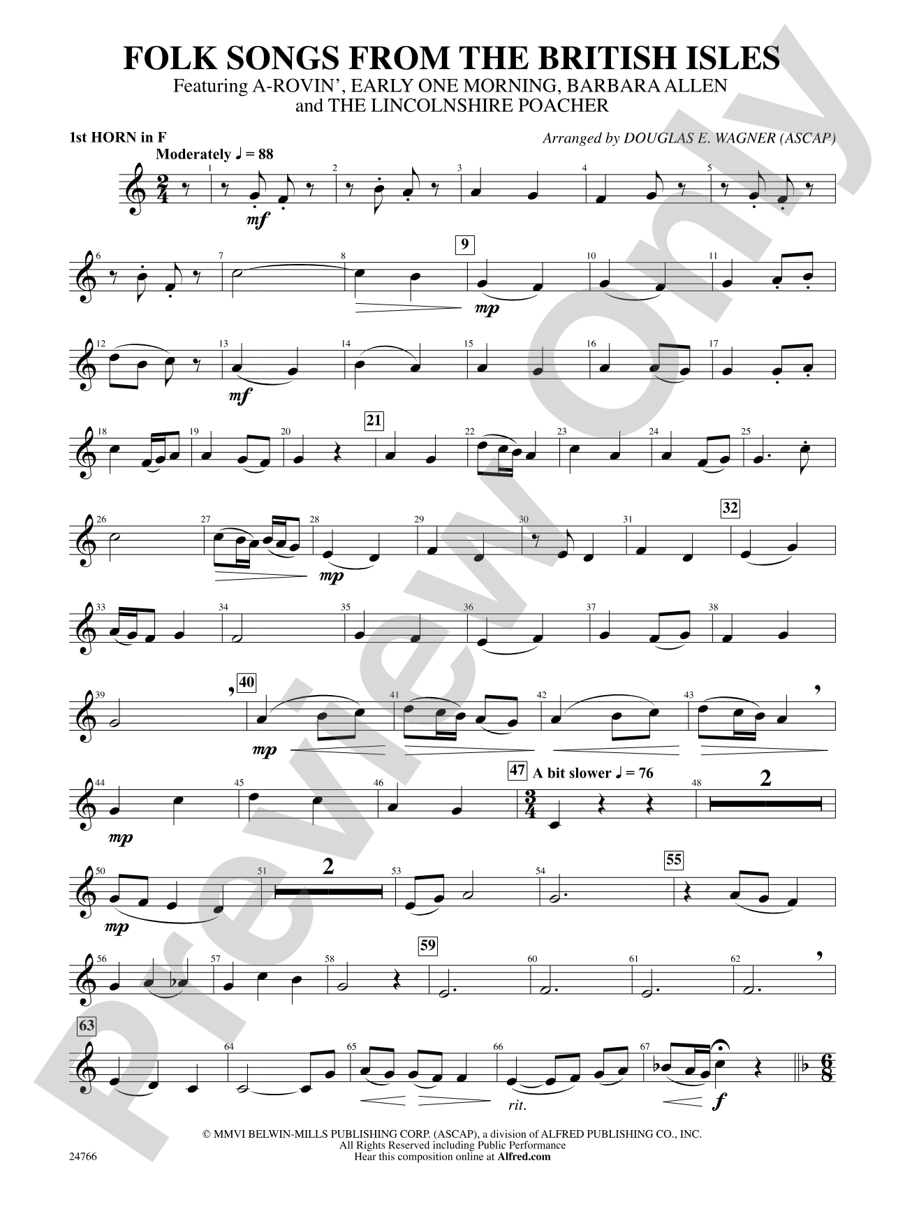Folk Songs from the British Isles: 1st F Horn