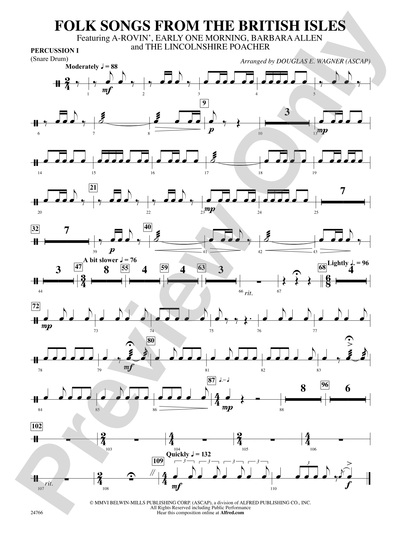 Folk Songs from the British Isles: 1st Percussion