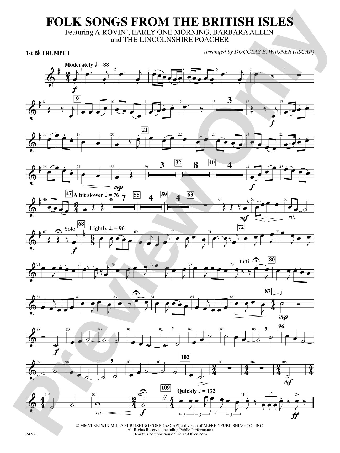 Folk Songs from the British Isles: 1st B-flat Trumpet