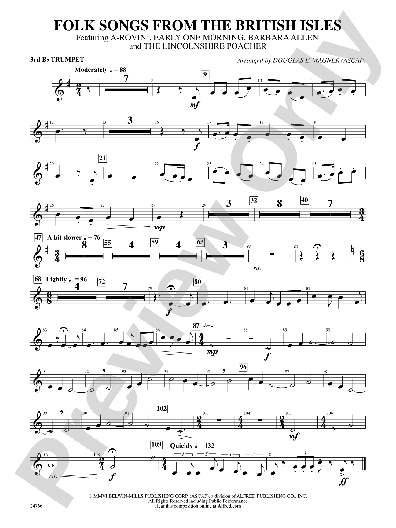 Folk Songs from the British Isles: 3rd B-flat Trumpet