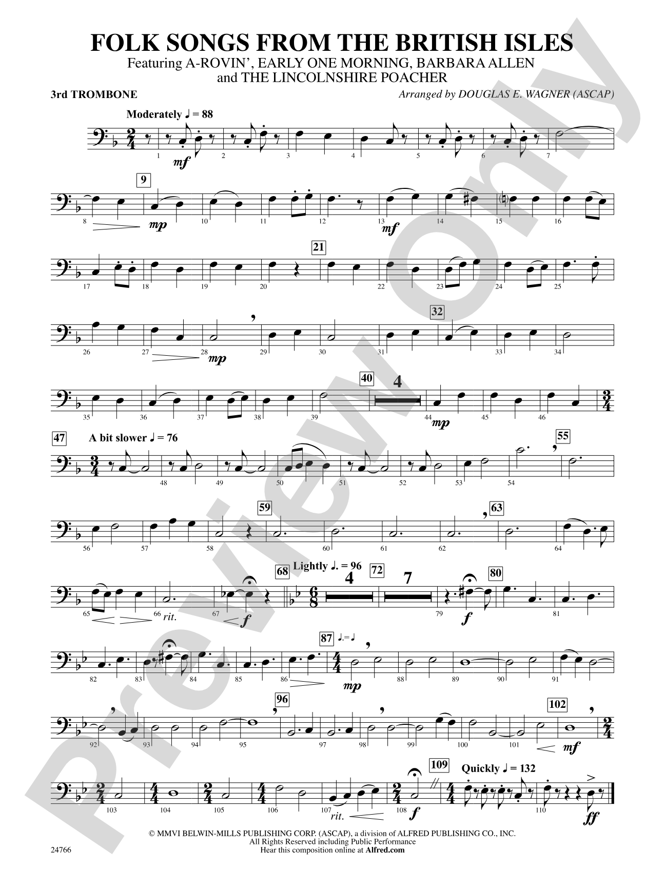 Folk Songs from the British Isles: 3rd Trombone