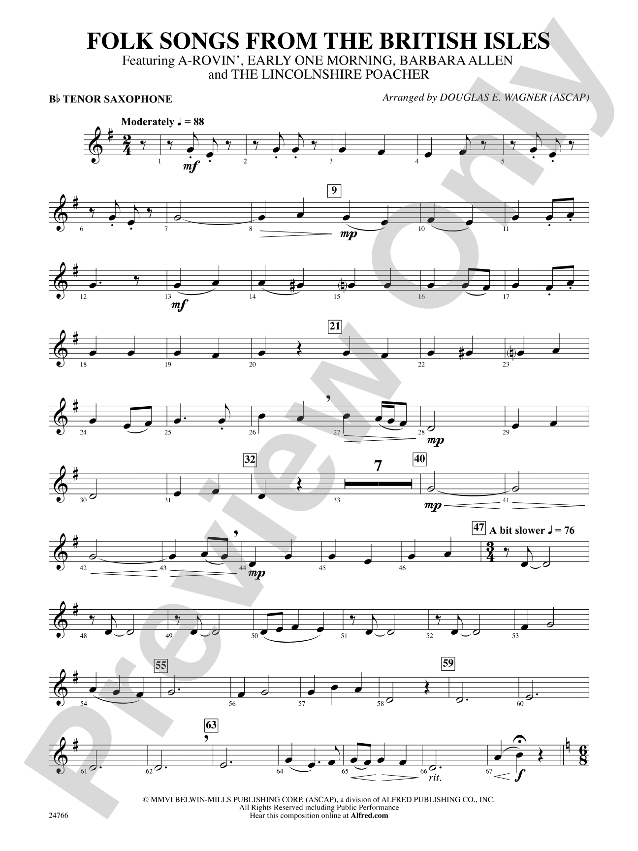 Folk Songs from the British Isles: B-flat Tenor Saxophone