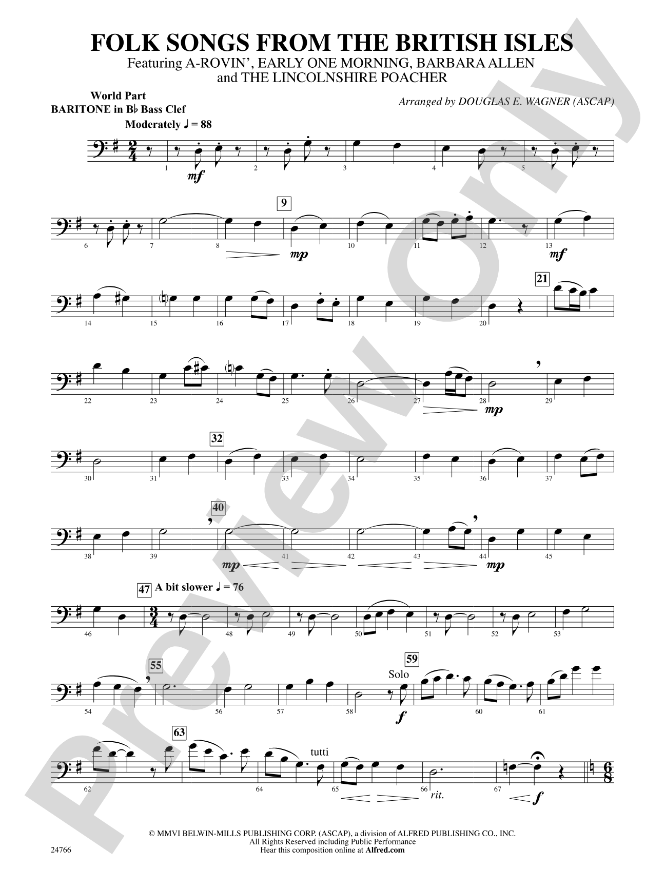 Folk Songs from the British Isles: (wp) B-flat Baritone B.C.
