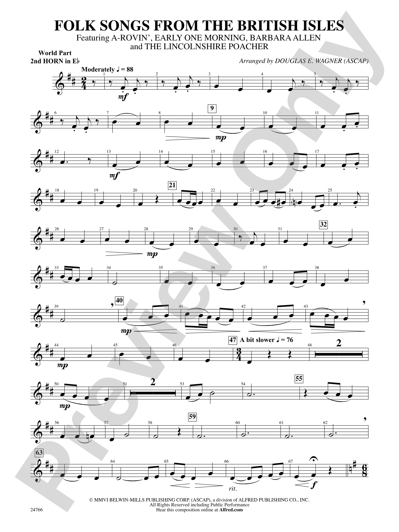Folk Songs from the British Isles: (wp) 2nd Horn in E-flat