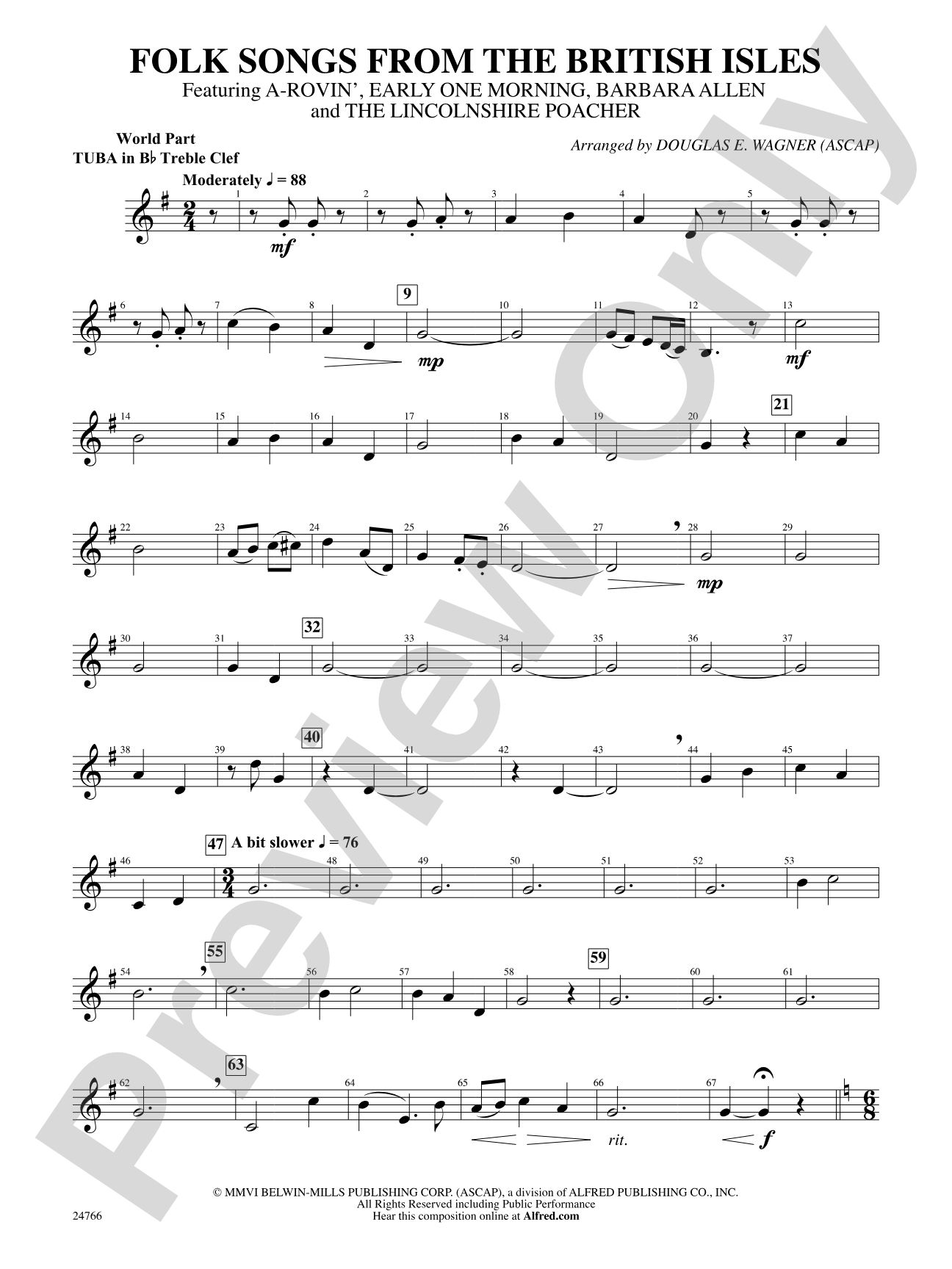 Folk Songs from the British Isles: (wp) B-flat Tuba T.C.