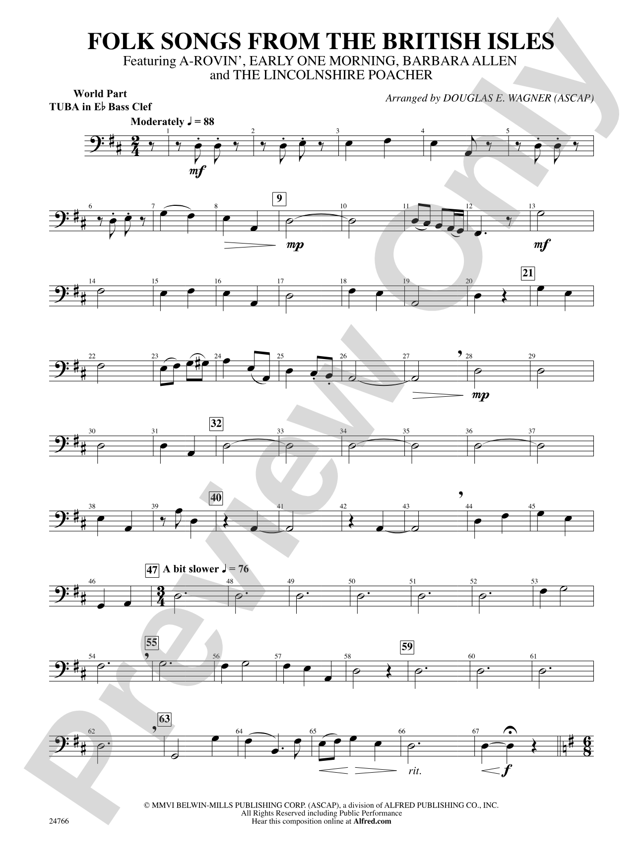 Folk Songs from the British Isles: (wp) E-flat Tuba B.C.