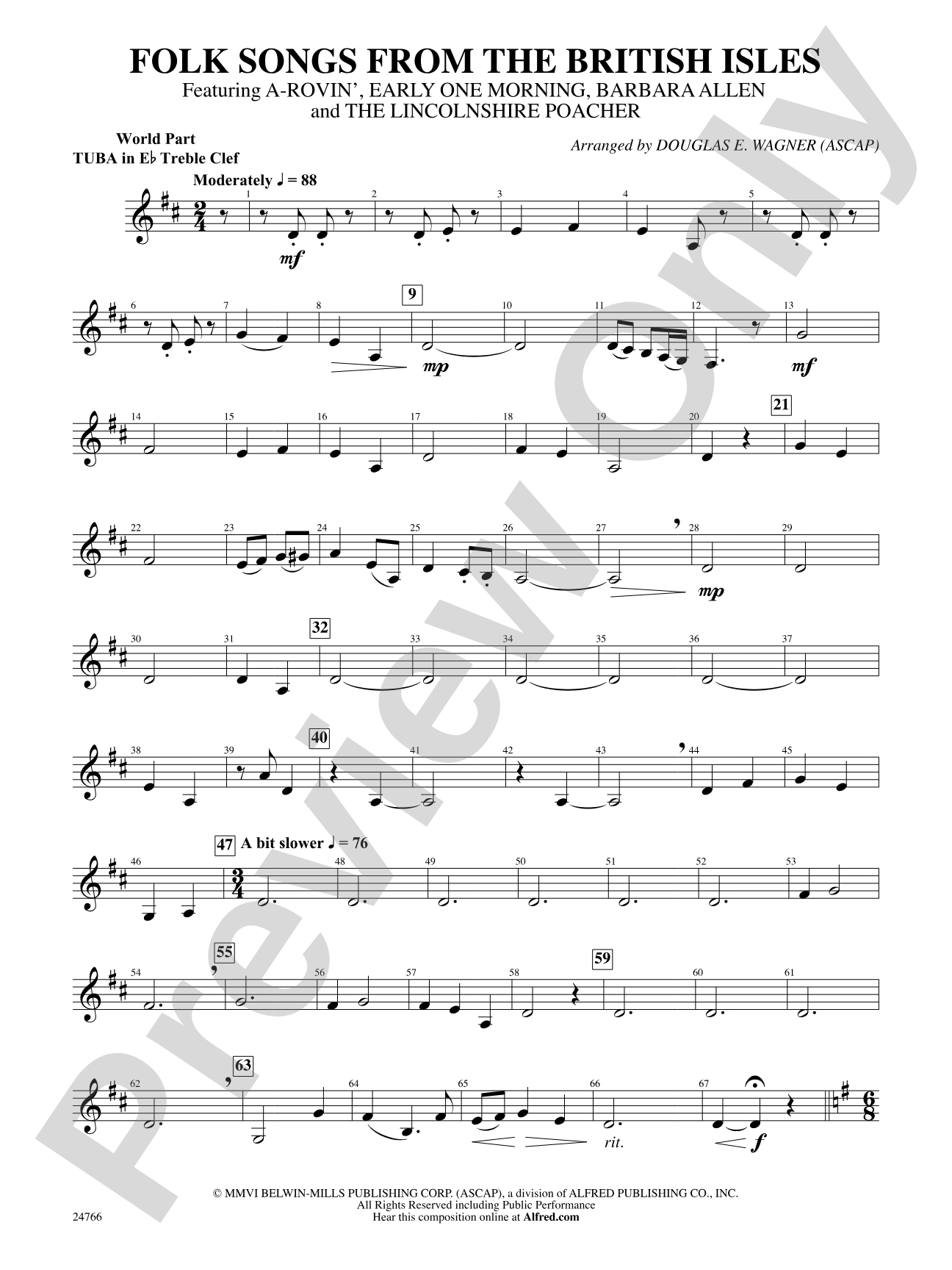 Folk Songs from the British Isles: (wp) E-flat Tuba T.C.