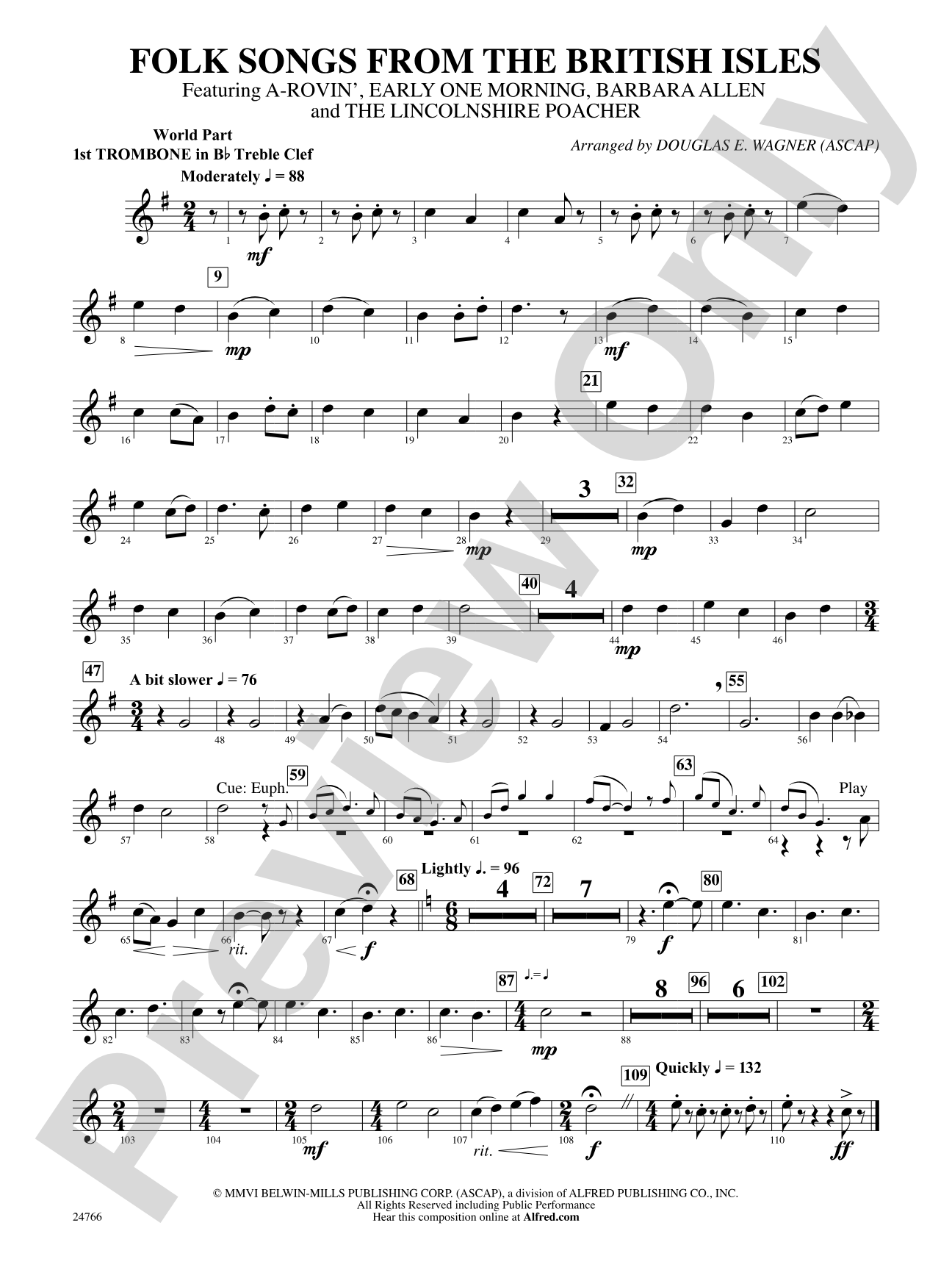 Folk Songs from the British Isles: (wp) 1st B-flat Trombone T.C.