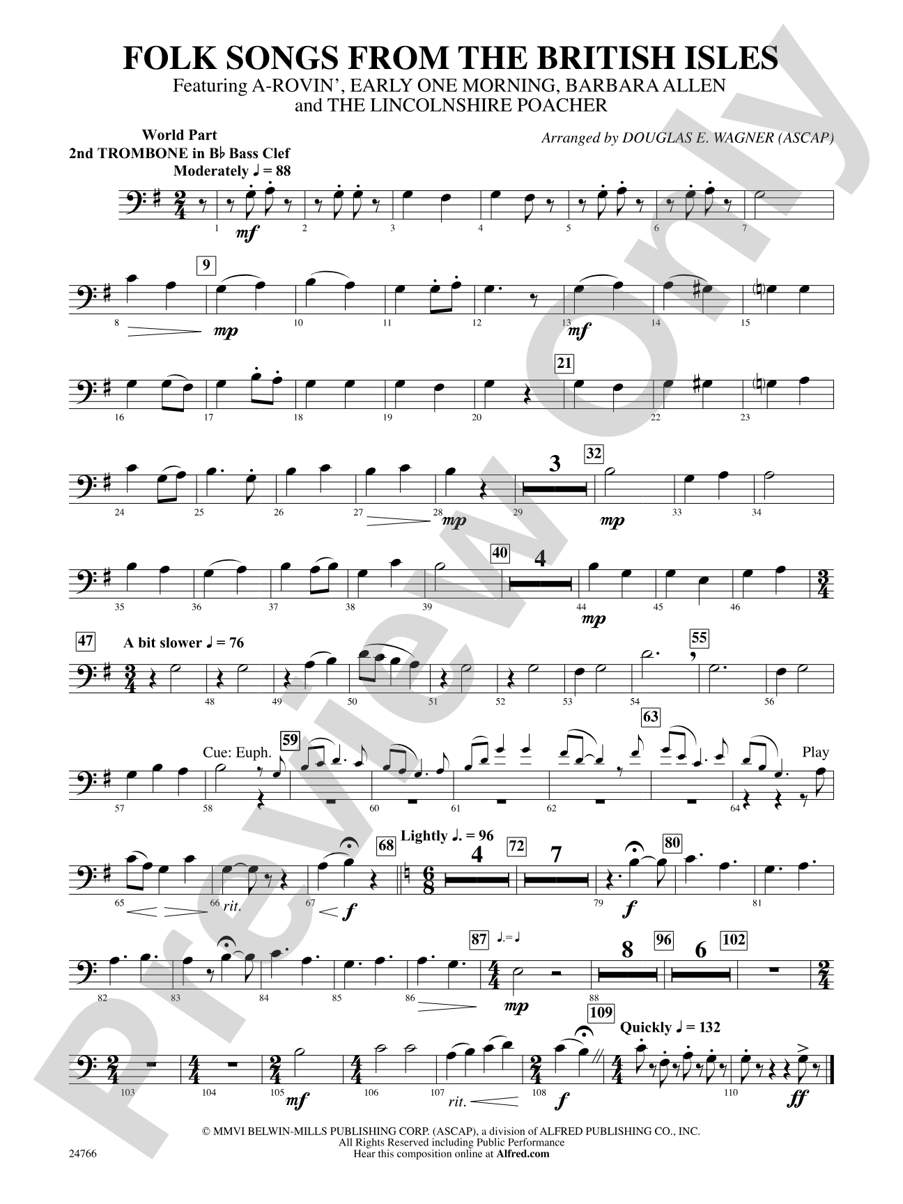 Folk Songs from the British Isles: (wp) 2nd B-flat Trombone B.C.