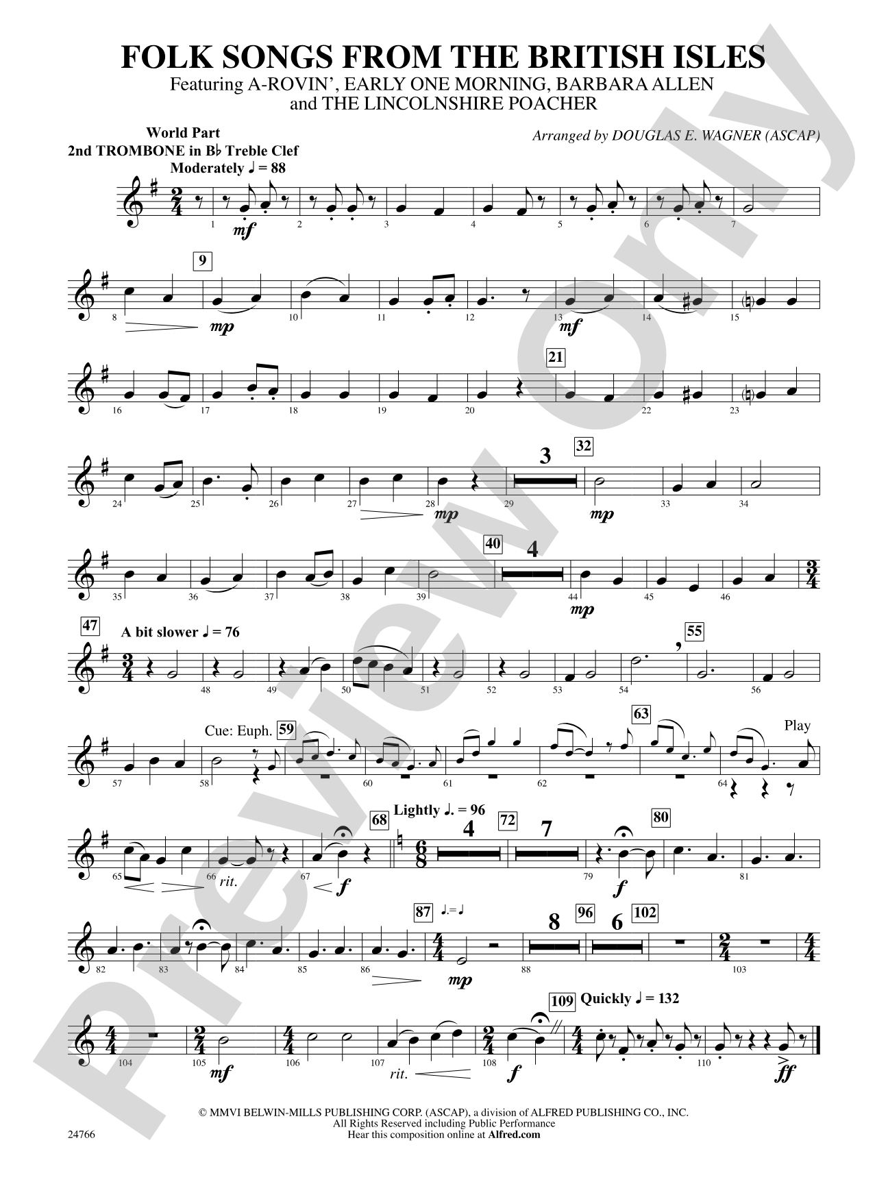 Folk Songs from the British Isles: (wp) 2nd B-flat Trombone T.C.