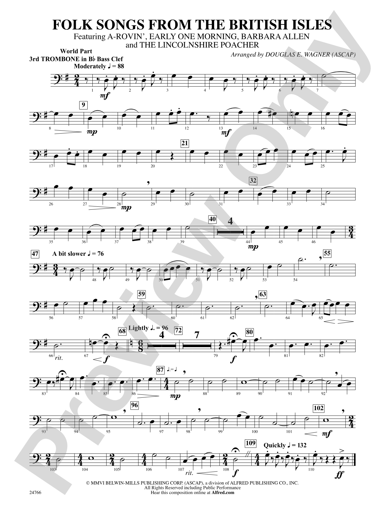 Folk Songs from the British Isles: (wp) 3rd B-flat Trombone B.C.