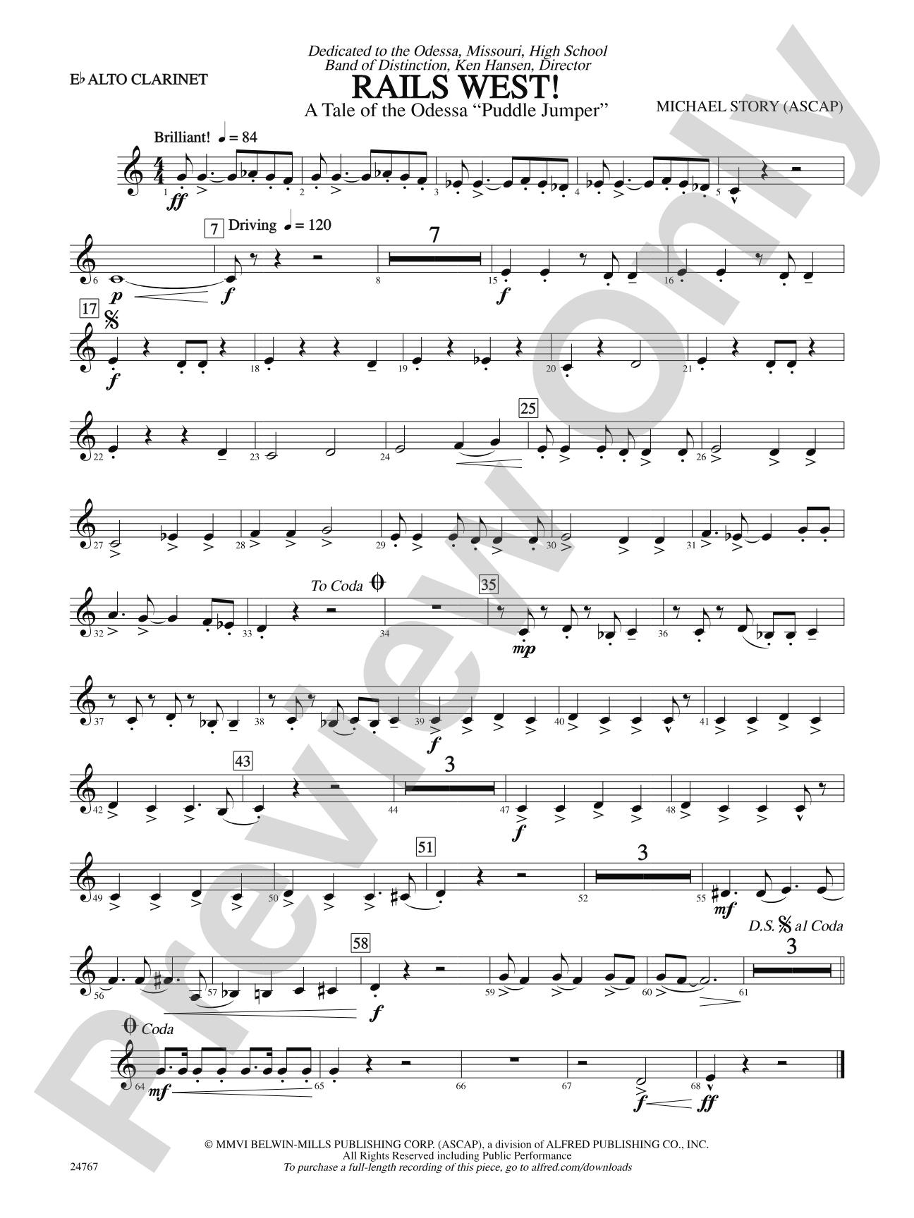 Rails West! (A Tale of the Odessa Puddle Jumper): E-flat Alto Clarinet