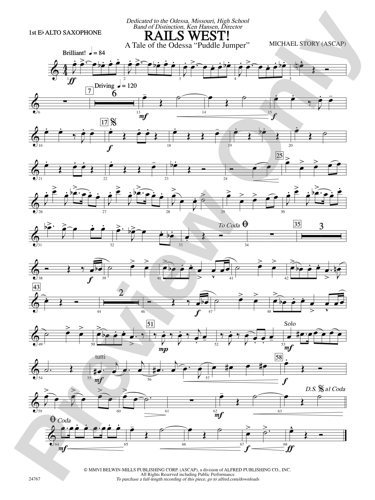 Rails West! (A Tale of the Odessa Puddle Jumper): E-flat Alto Saxophone
