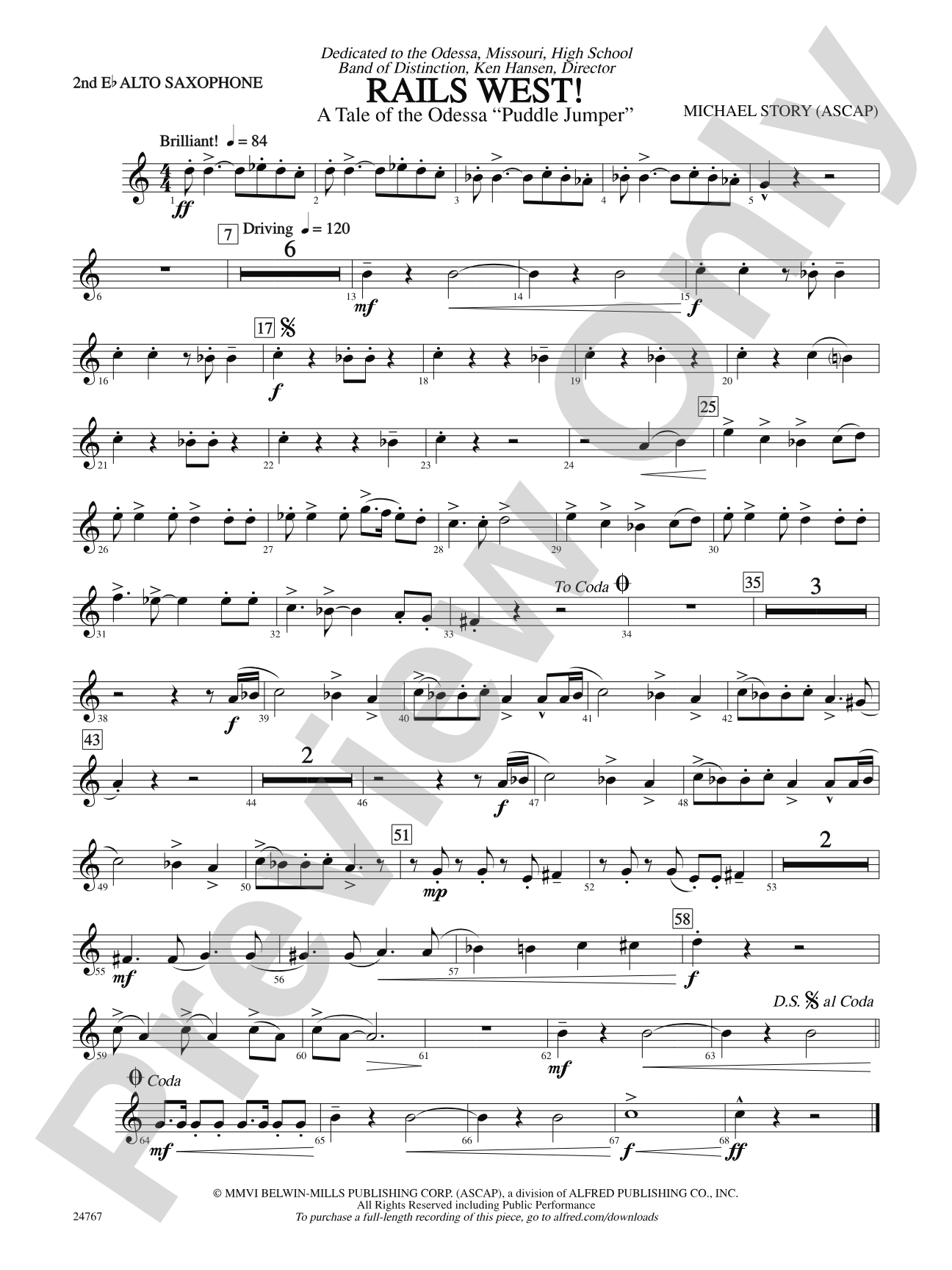 Rails West! (A Tale of the Odessa Puddle Jumper): 2nd E-flat Alto Saxophone