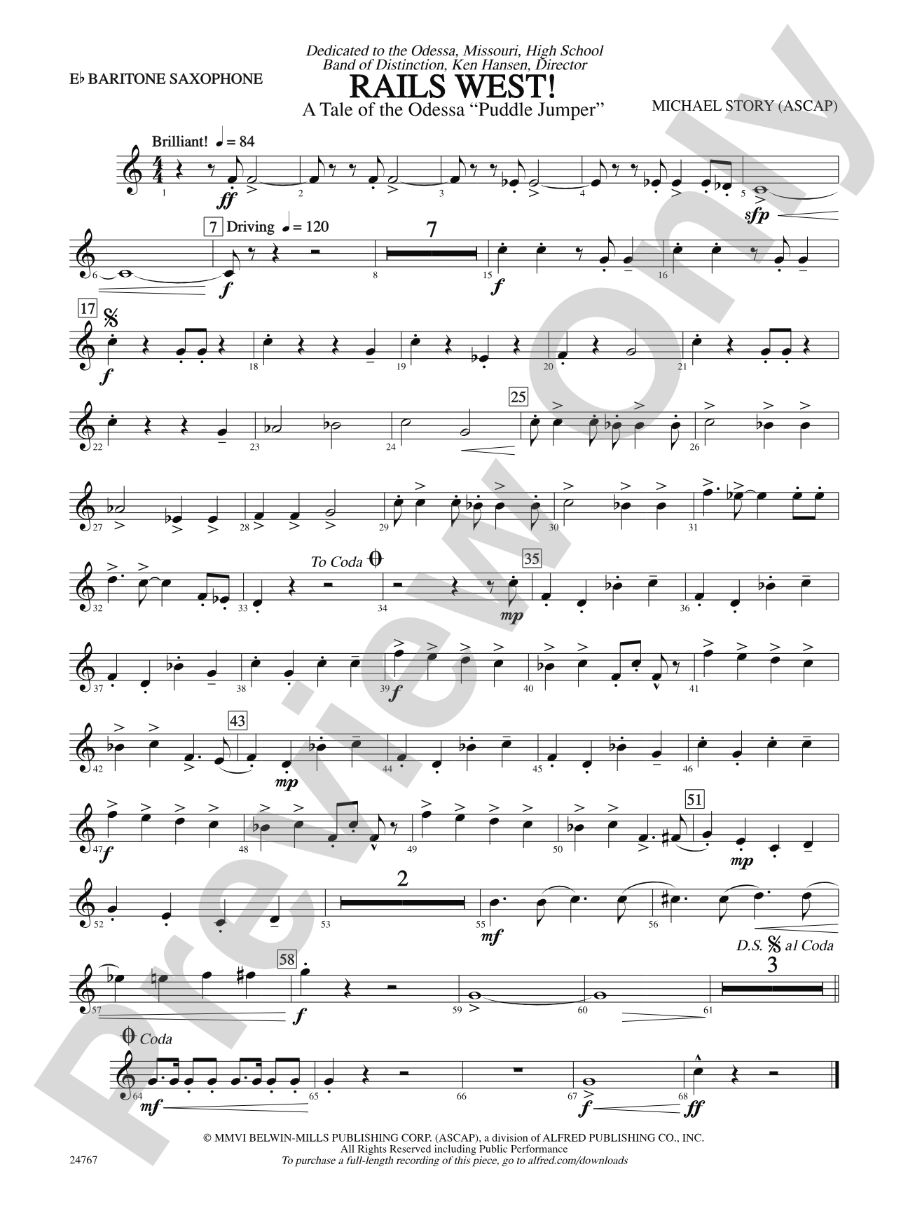 Rails West! (A Tale of the Odessa Puddle Jumper): E-flat Baritone Saxophone