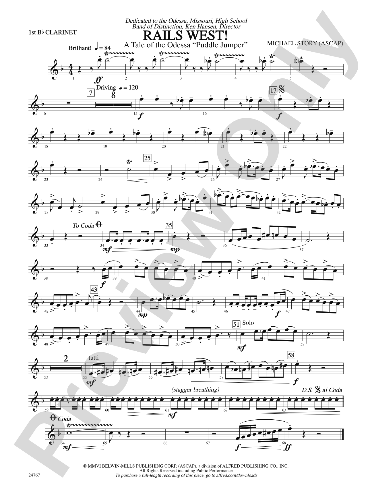 Rails West! (A Tale of the Odessa Puddle Jumper): 1st B-flat Clarinet