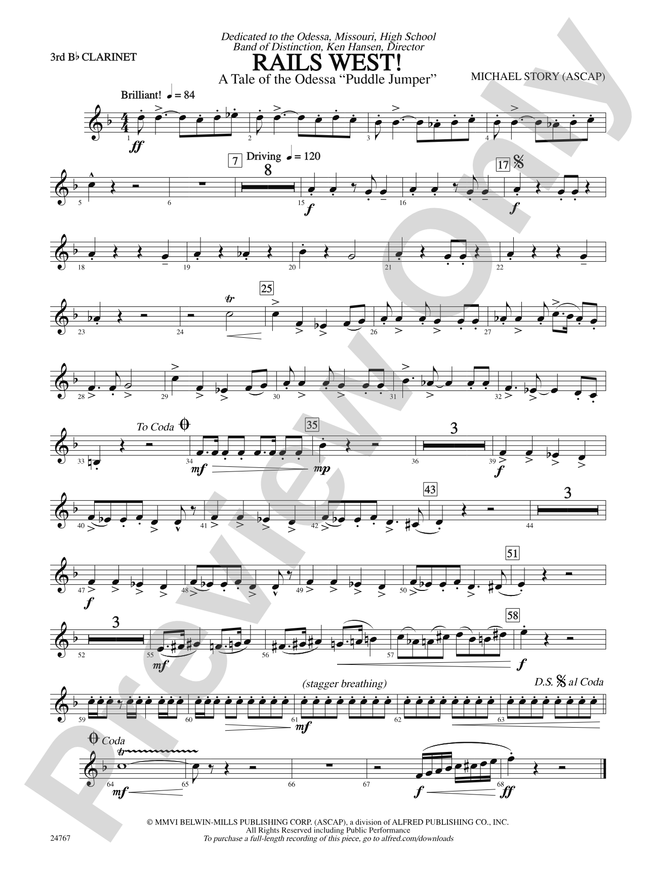 Rails West! (A Tale of the Odessa Puddle Jumper): 3rd B-flat Clarinet
