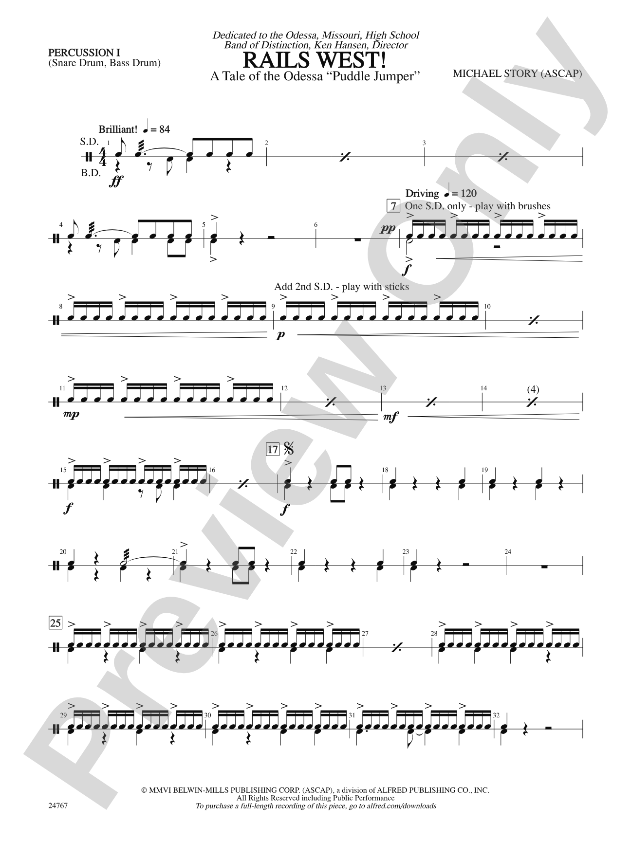 Rails West! (A Tale of the Odessa Puddle Jumper): 1st Percussion