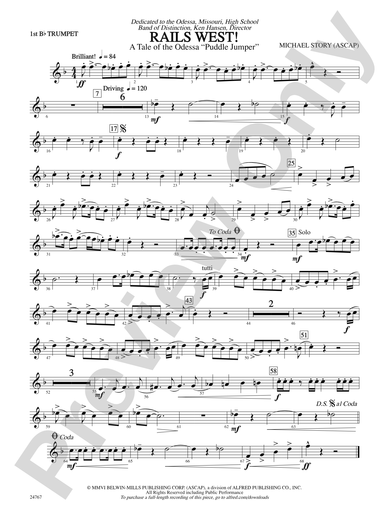 Rails West! (A Tale of the Odessa Puddle Jumper): 1st B-flat Trumpet