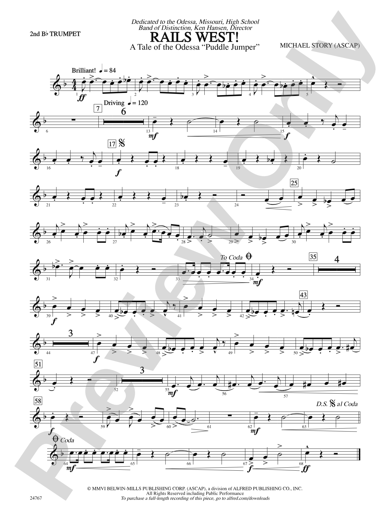 Rails West! (A Tale of the Odessa Puddle Jumper): 2nd B-flat Trumpet