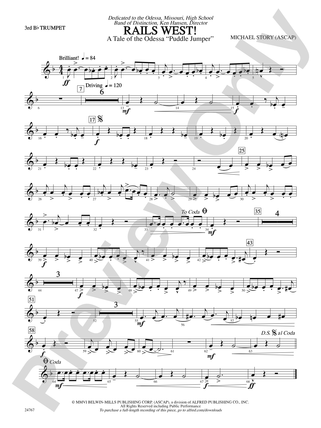 Rails West! (A Tale of the Odessa Puddle Jumper): 3rd B-flat Trumpet