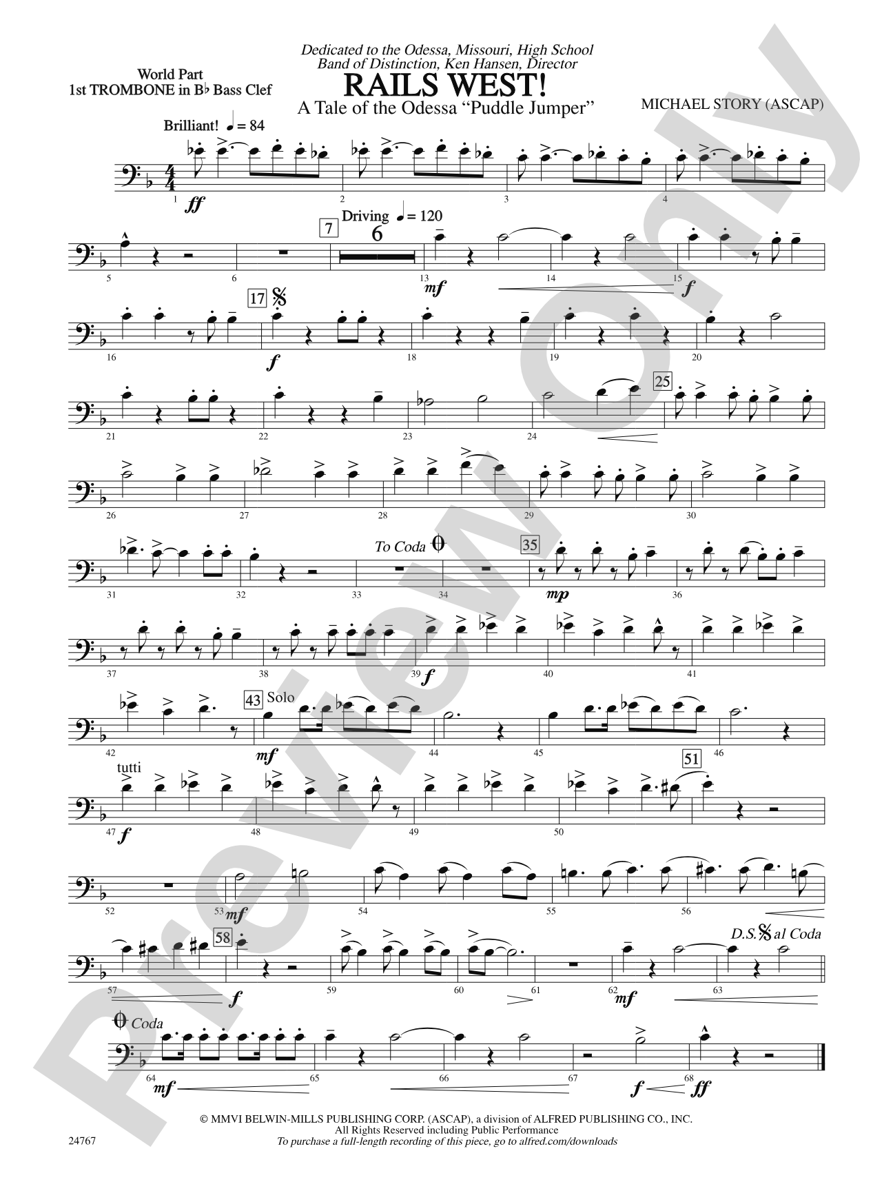 Rails West! (A Tale of the Odessa Puddle Jumper): (wp) 1st B-flat Trombone B.C.