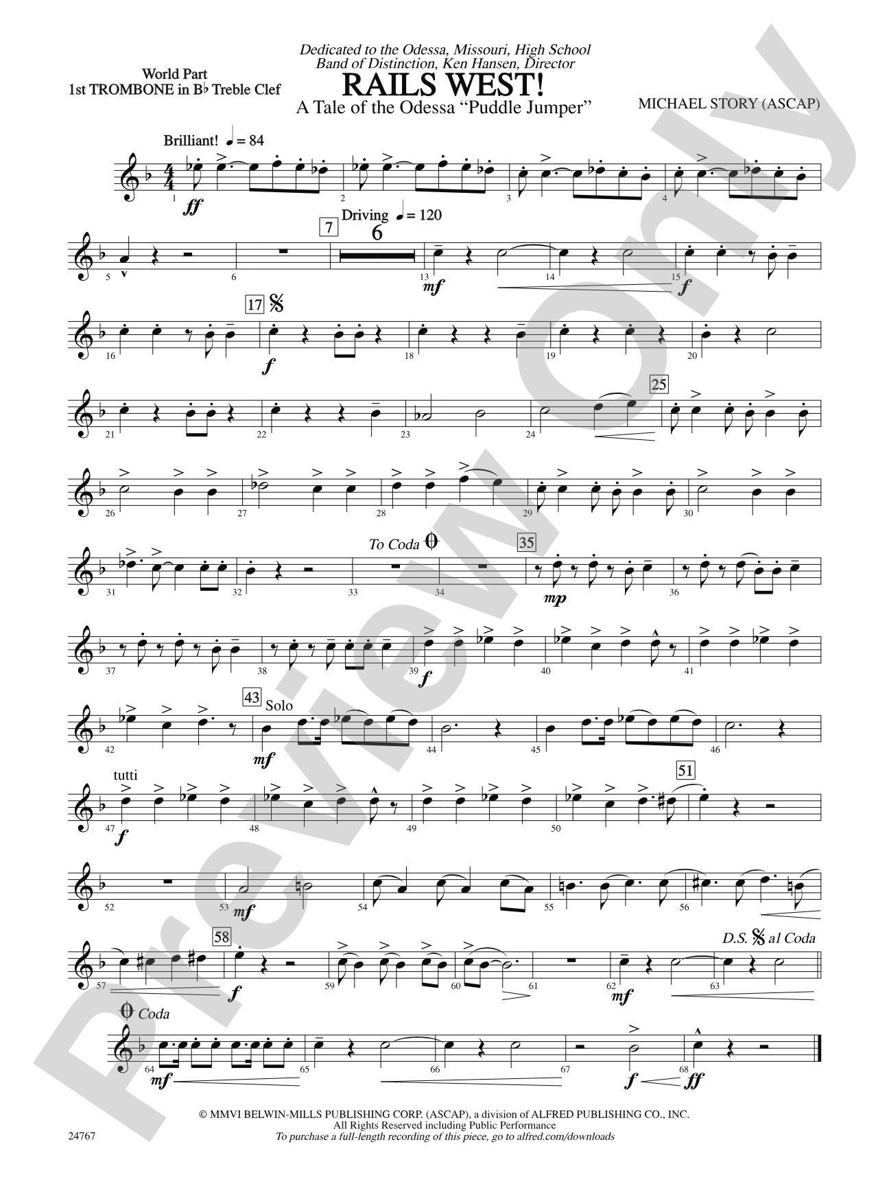 Rails West! (A Tale of the Odessa Puddle Jumper): (wp) 1st B-flat Trombone T.C.