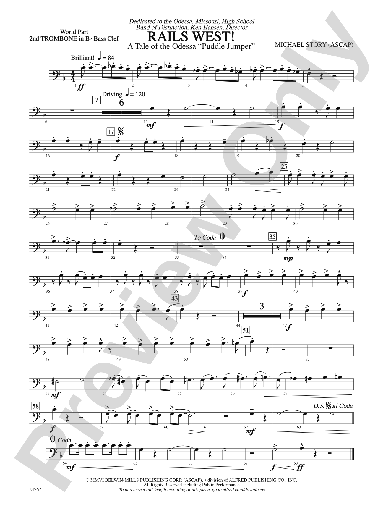 Rails West! (A Tale of the Odessa Puddle Jumper): (wp) 2nd B-flat Trombone B.C.