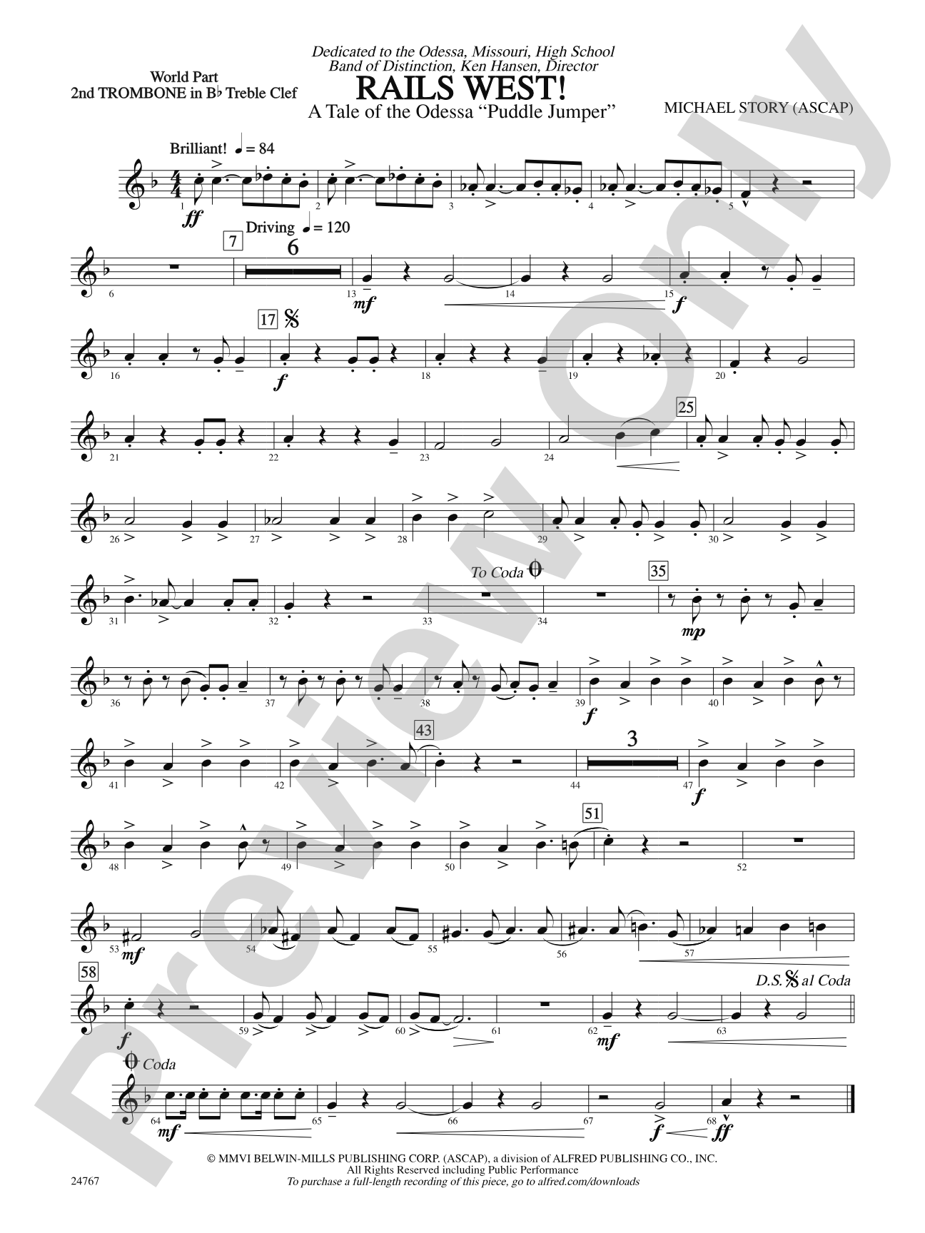 Rails West! (A Tale of the Odessa Puddle Jumper): (wp) 2nd B-flat Trombone T.C.