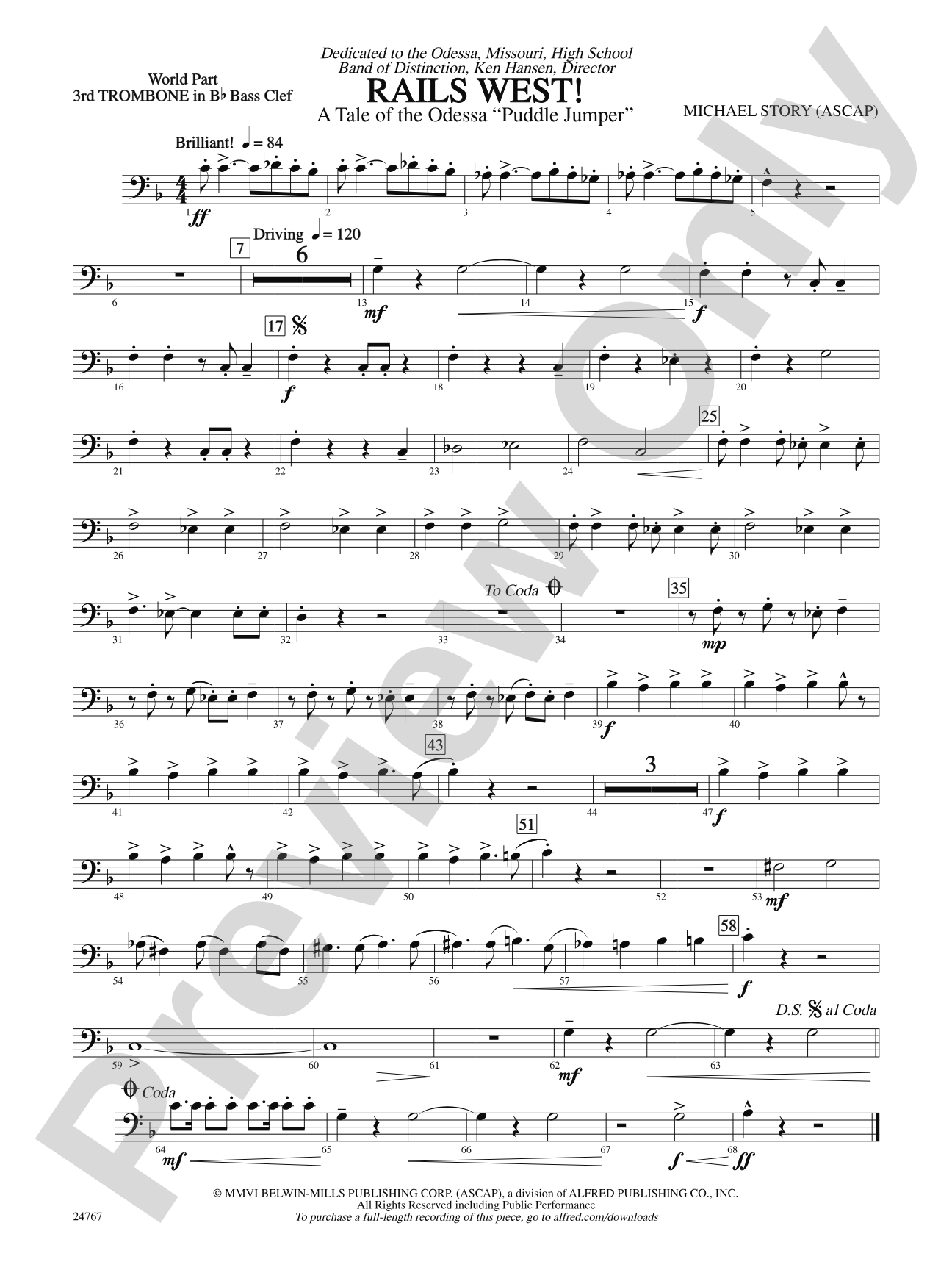 Rails West! (A Tale of the Odessa Puddle Jumper): (wp) 3rd B-flat Trombone B.C.